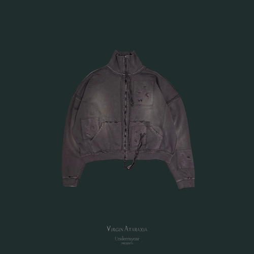 Undermycar☆SILENT SAINTS IN MULTI IRON CROSS ZIPPED HOODIE