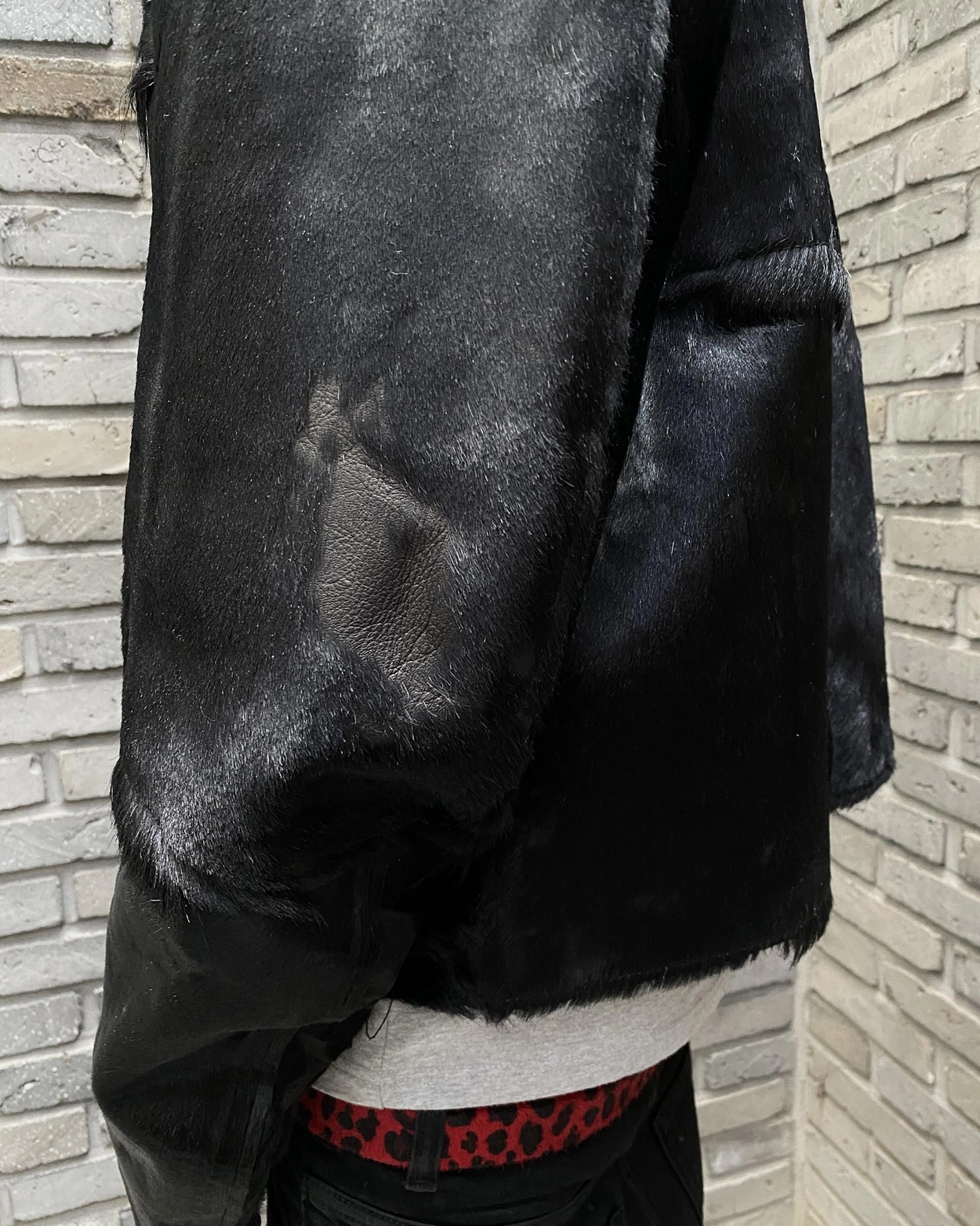 ★人気【Undermycar】INDIAN GOAT HAIR BLOCKED RIDER JACKE.T★ 25SS INDIAN GOAT HAIR BLOCKED RIDER JACKET - GOAT BLACK