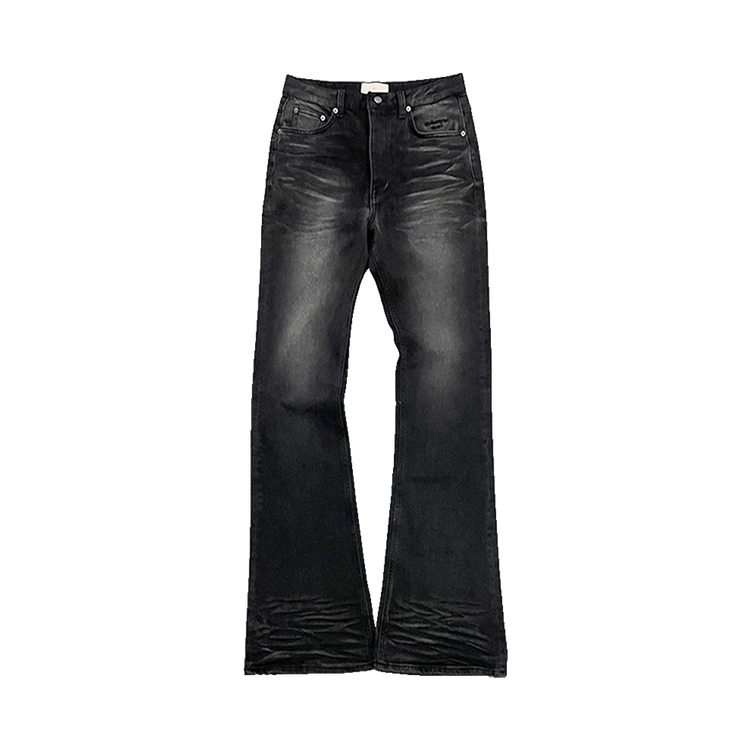 MU.114 Original Logo Washed Slim Flare Jeans Washed Black : Undermycar
