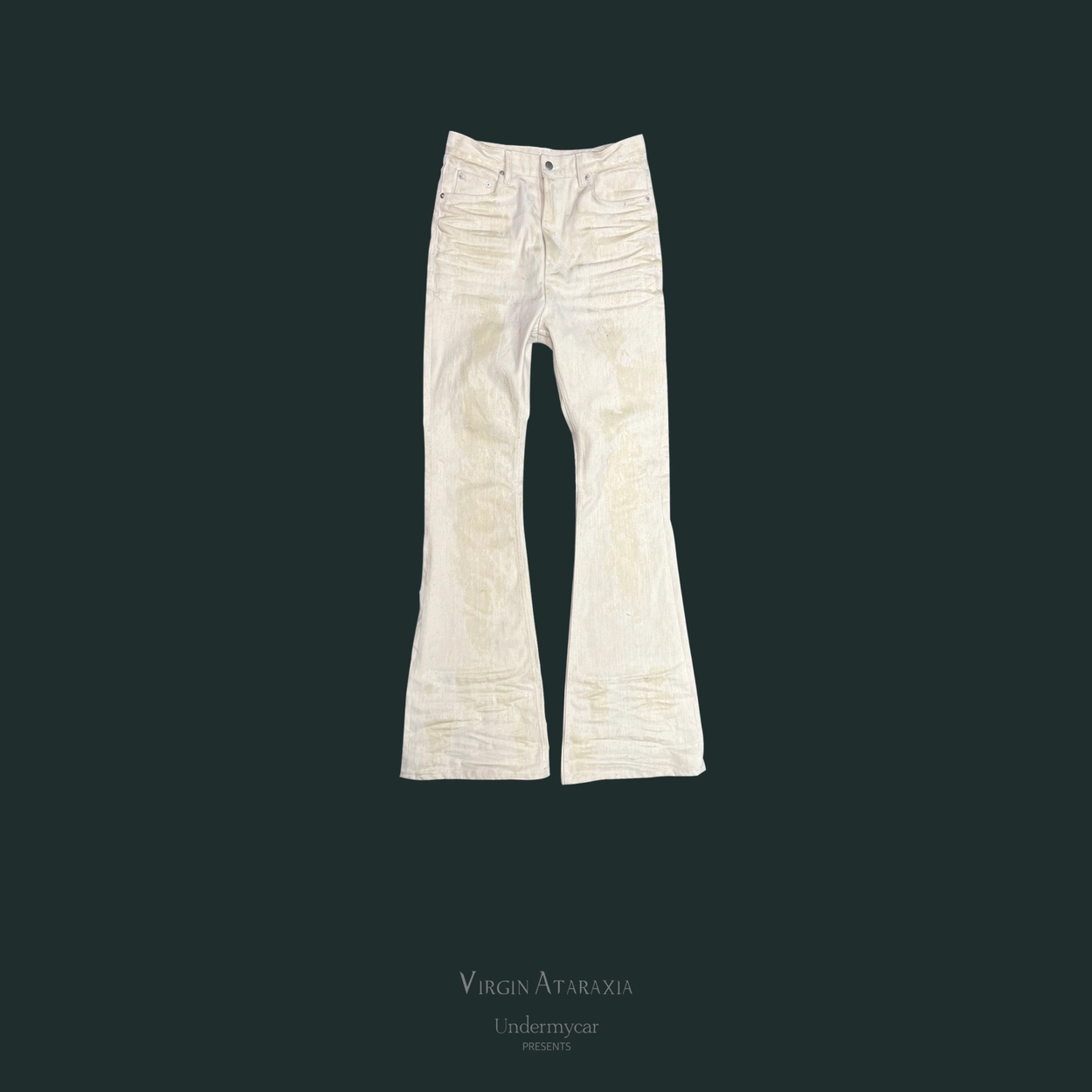 GLACIAL VELVETIN FLARED JEANS - Ivory : Undermycar