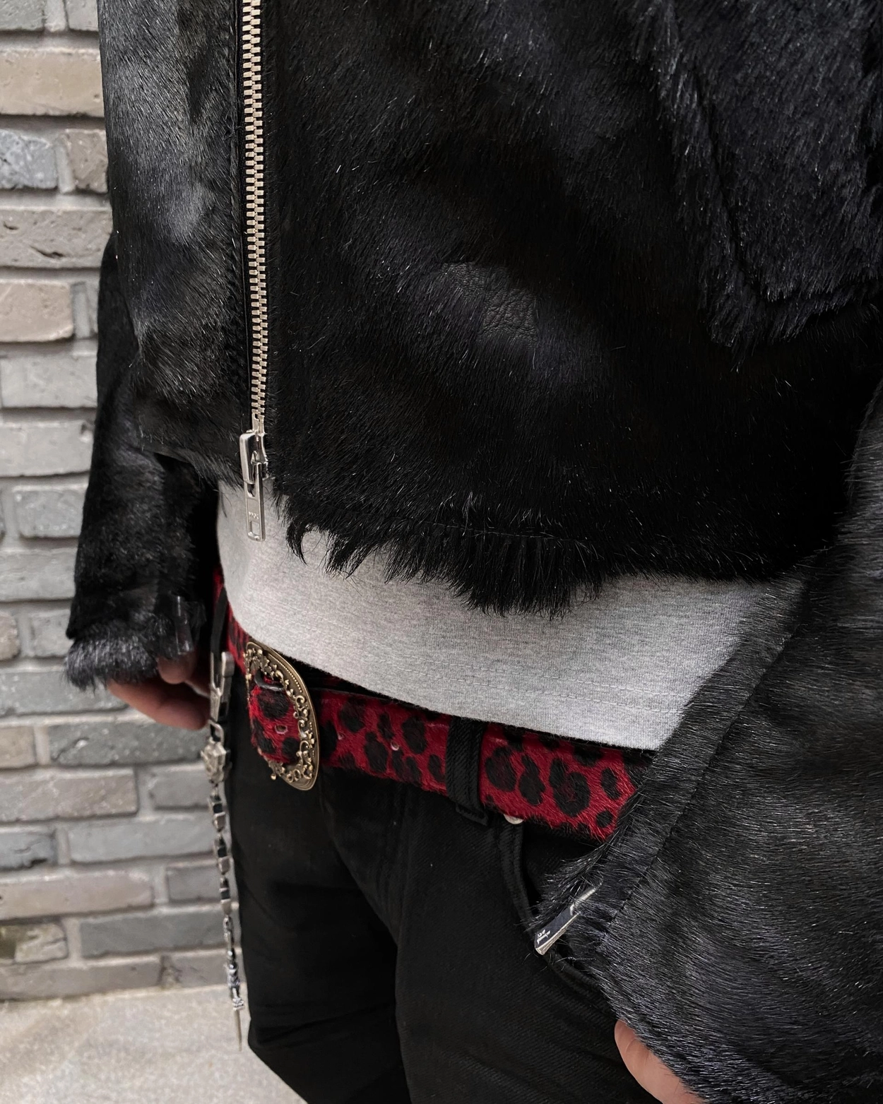 ★関税込★Undermycar★INDIAN GOAT HAIR BLOCKED RIDER JACKET 25SS INDIAN GOAT HAIR BLOCKED RIDER JACKET - GOAT BLACK