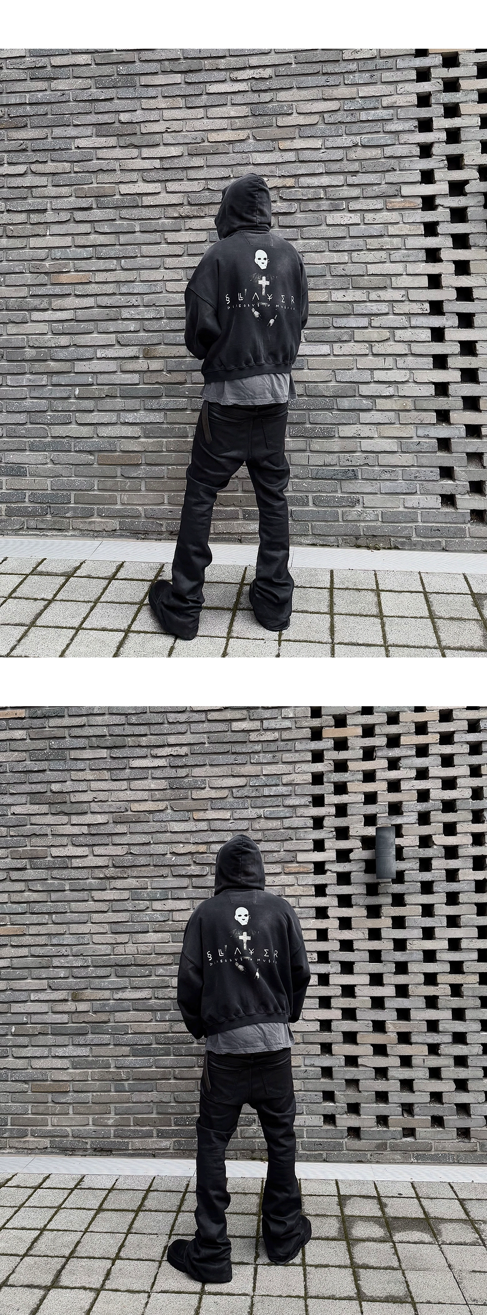 MU.158 Classic Logo Wax Coated Flare Jeans Black : Undermycar