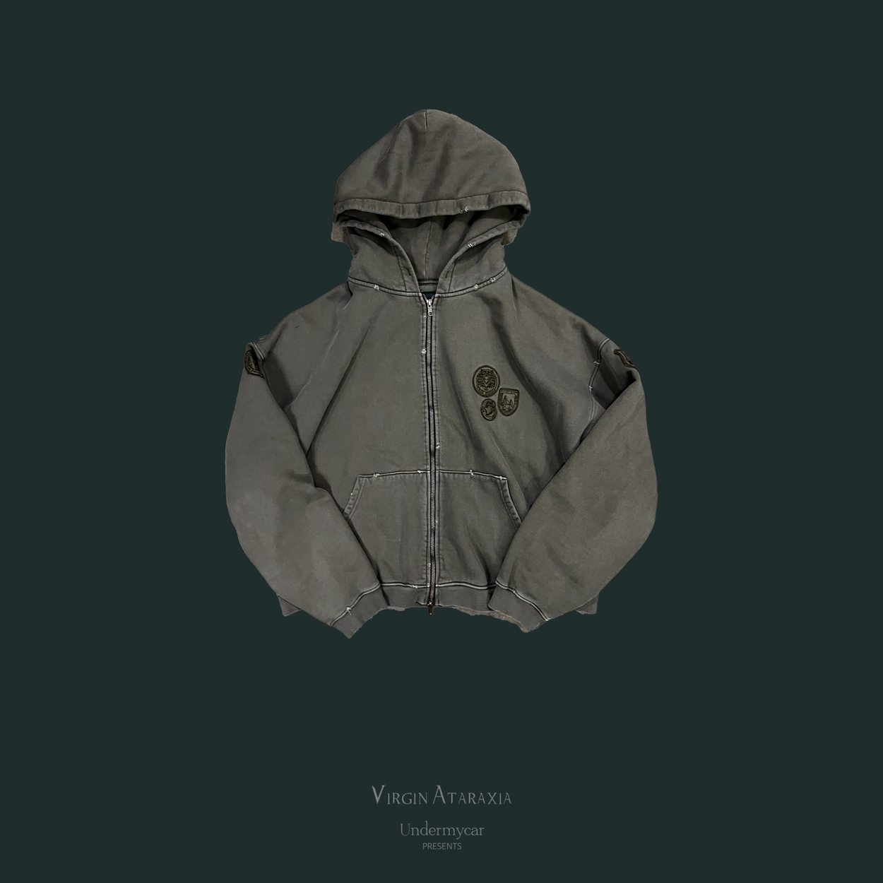 【Undermycar】25ss Burning Wasteland Multi Patched Hoodie UNDERMYCAR] 25SS BURNING WASTELAND MULTI PATCHED ZIPPED