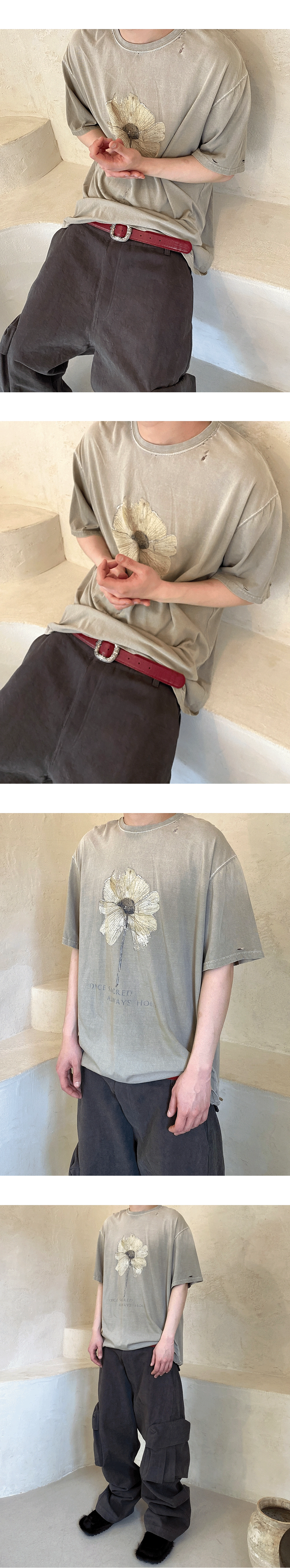 25SS ONCE SACRED ALWAYS HOLY VINTAGE T-SHIRTS - OATMEAL