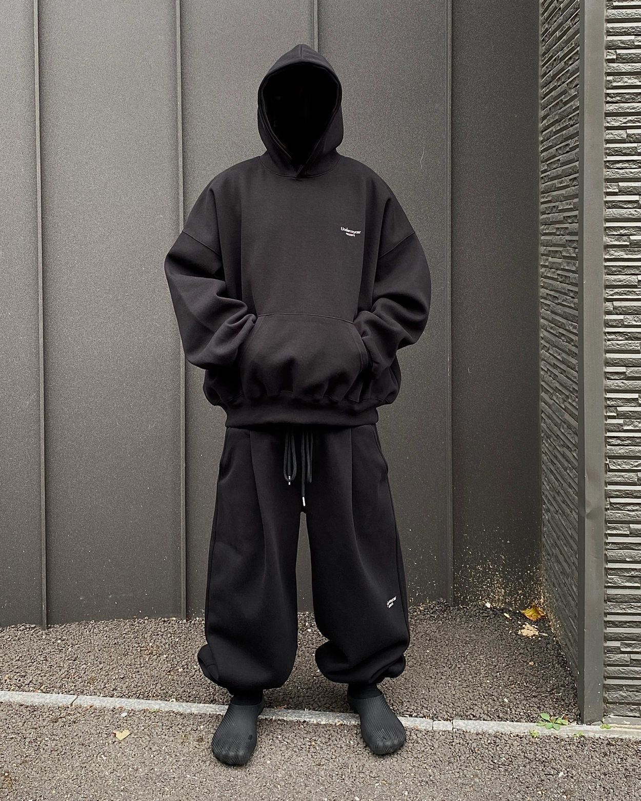 【Undermycar】Anti Fxxking Logo Play Oversized Bonded Hoodie MU.10 - Black : Undermycar