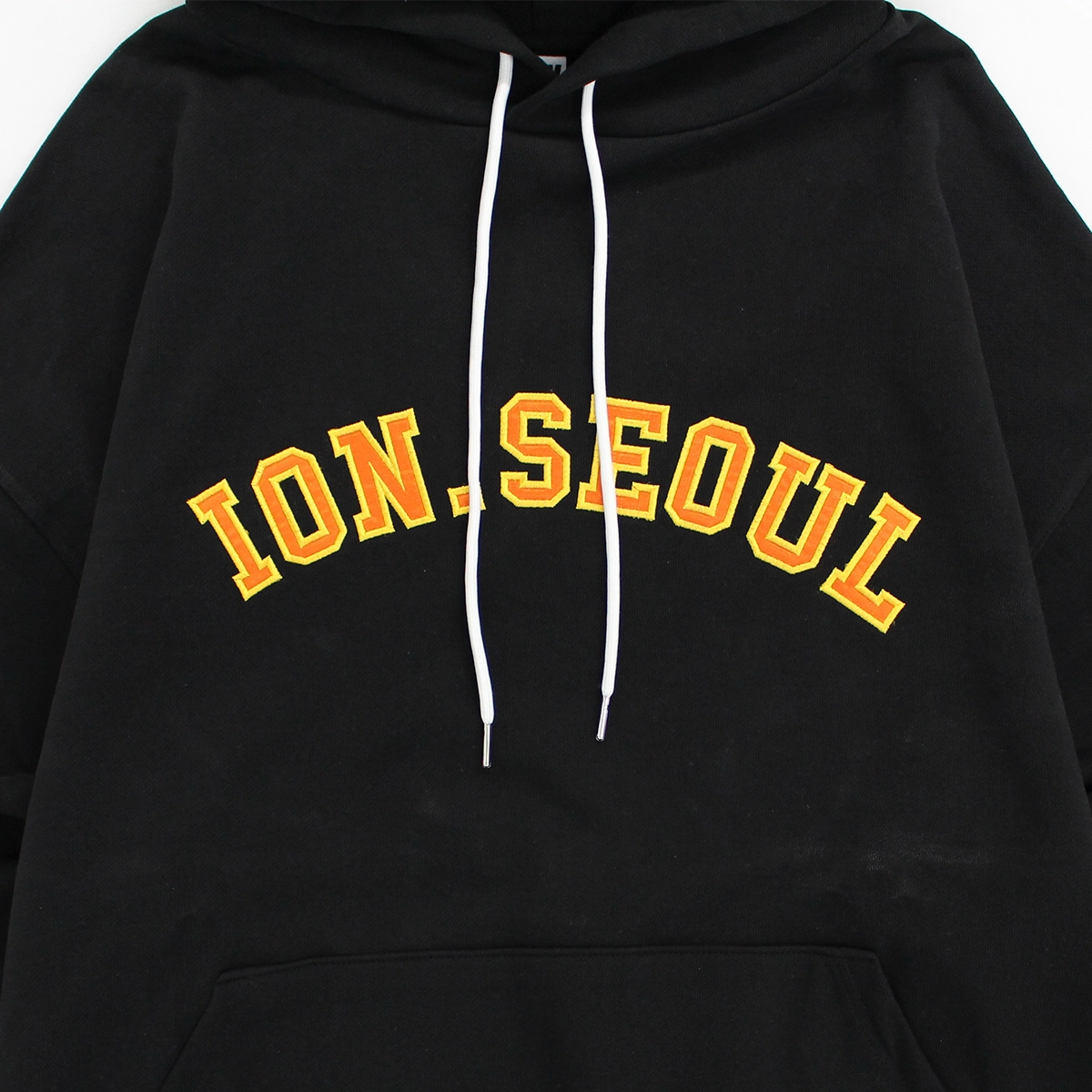 【IONSEOUL】Authentic overfit sweatshirt 4JH185 IONSEOUL Smile Signature Embroidery Overfit Hoodie(Melange