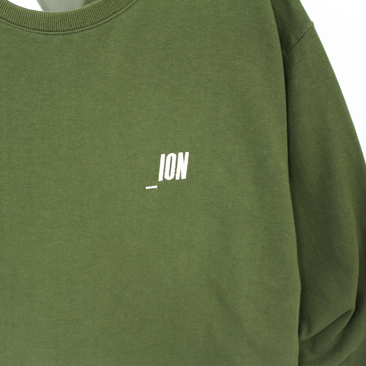 【IONSEOUL】NWO Pigment Washing Long Sleeve◆男女共用 IONSEOUL Flower Big Logo Long-sleeve T-shirt (Forest Khaki