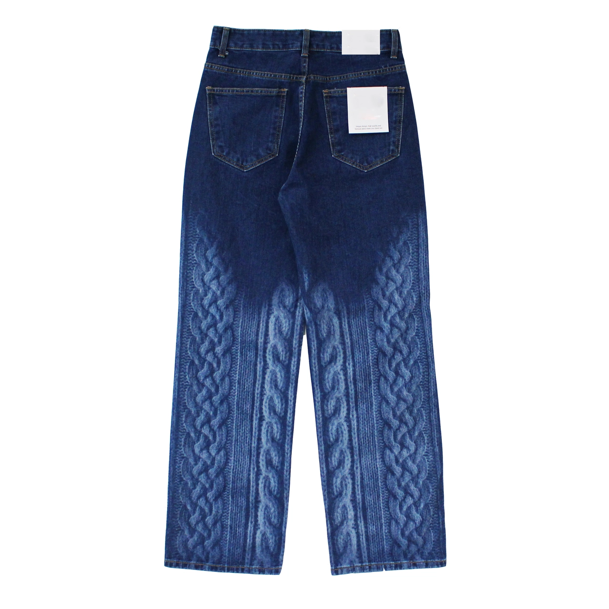 デニム・ジーパン IONSEOUL Knit pattern wide denim pants BBJ122 니트레이저 와이드 데님 팬츠