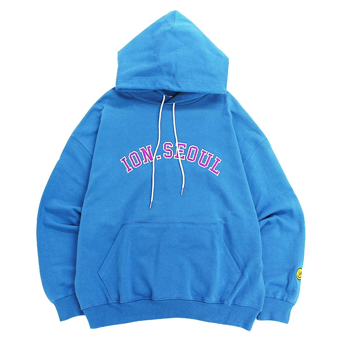 IONSEOUL Smile Signature Embroidery Overfit Hoodie (Ocean
