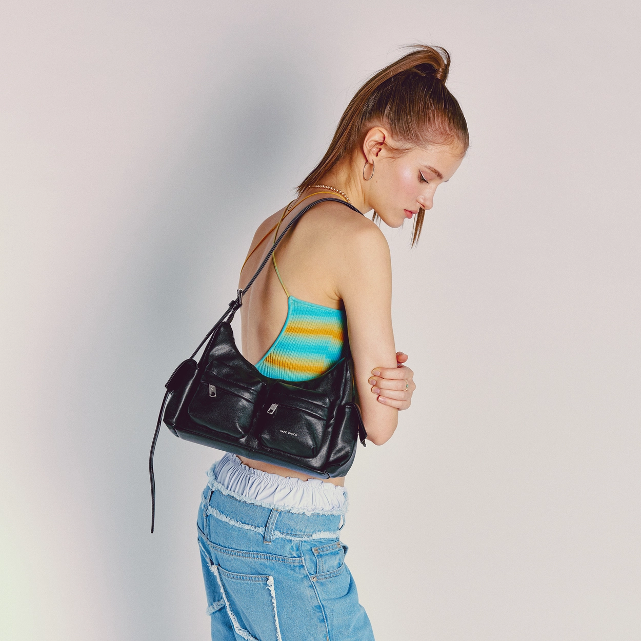 pocket mug bag M nappa black : SAMO ONDOH GLOBAL 