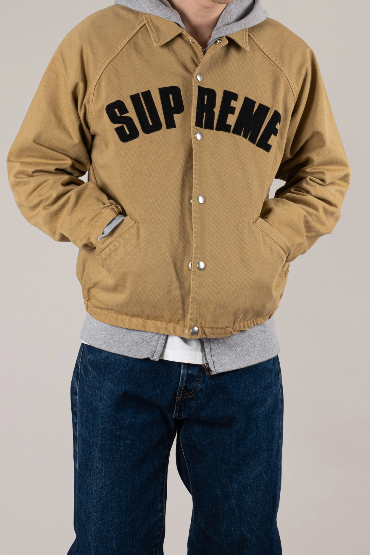 Supreme snap front twill jacket ベージュ