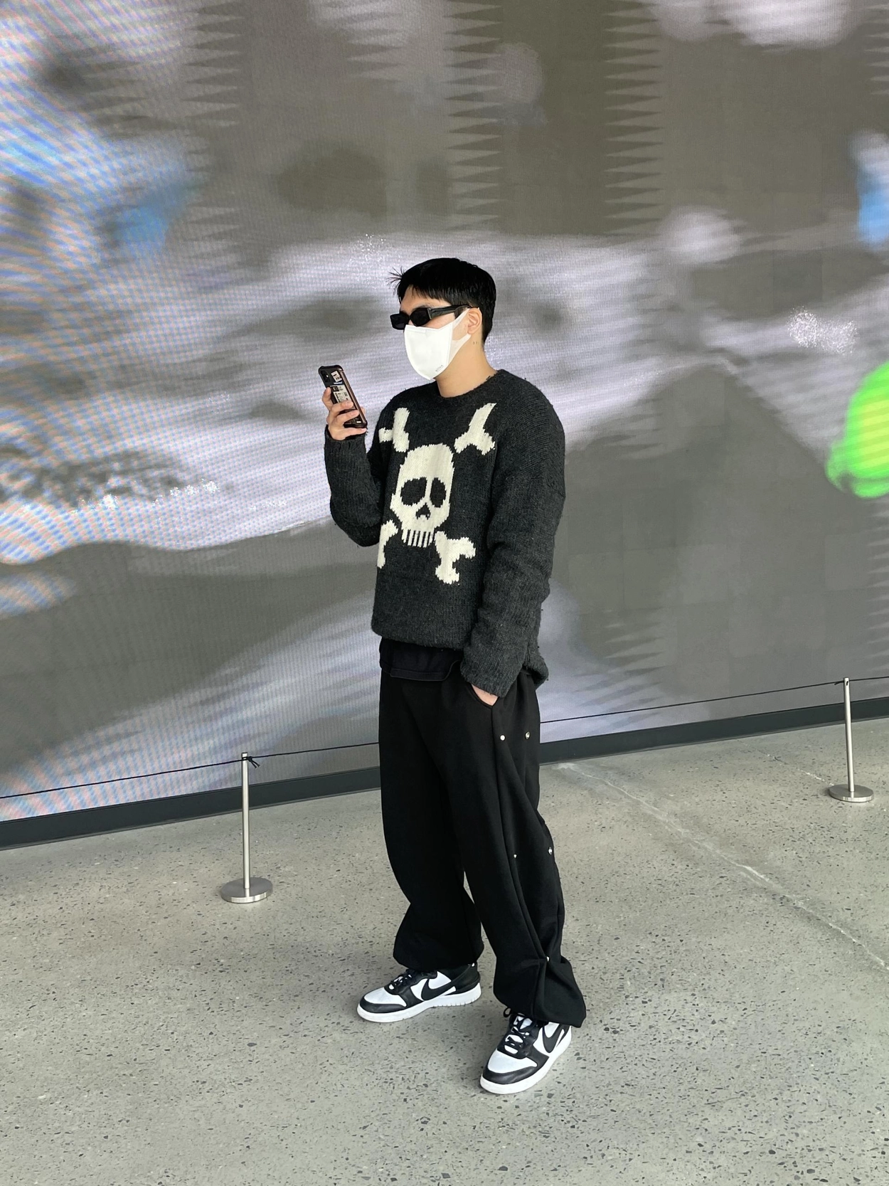 SIDE SNAP WIDE C/P SWEAT PANTS BLACK : MJD