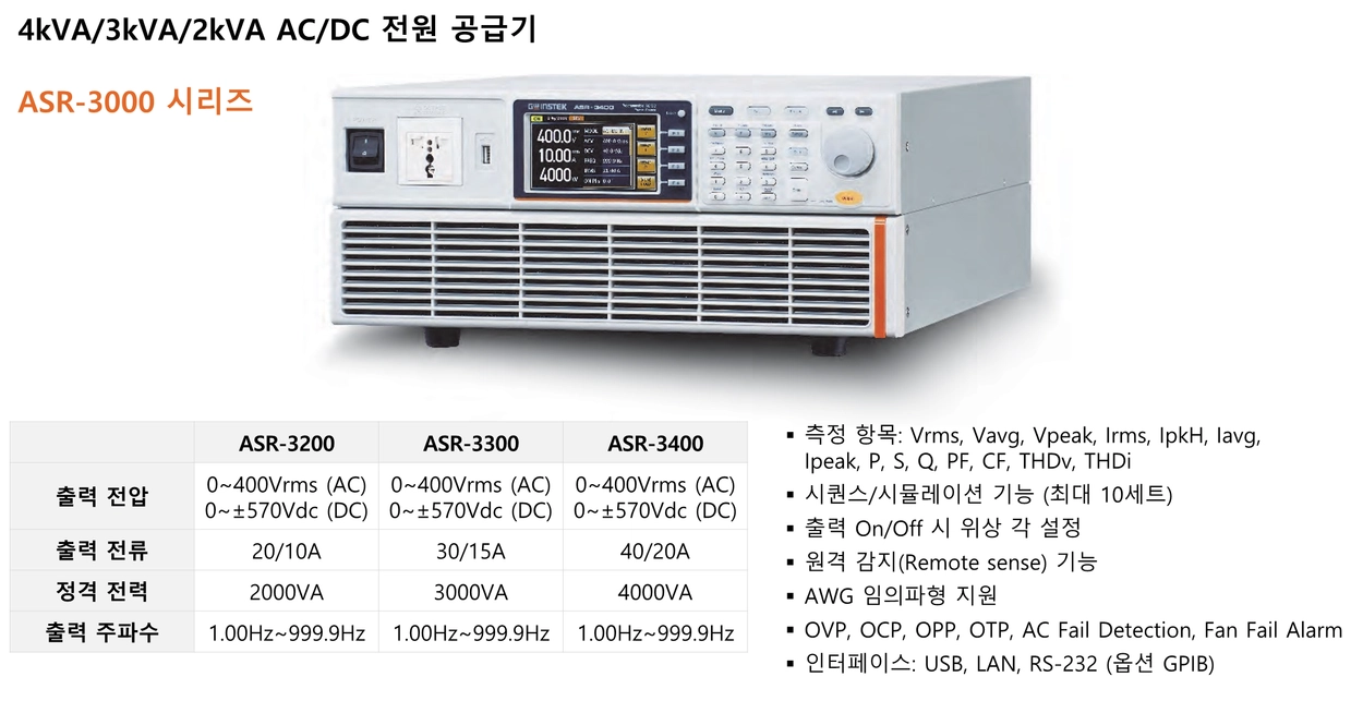 GW INSTEK ASR-3000 시리즈 프로그래머블 AC/DC 전원공급기 : 지니어스인더스트리 - 대한민국 No.1 산업장비 공급채널