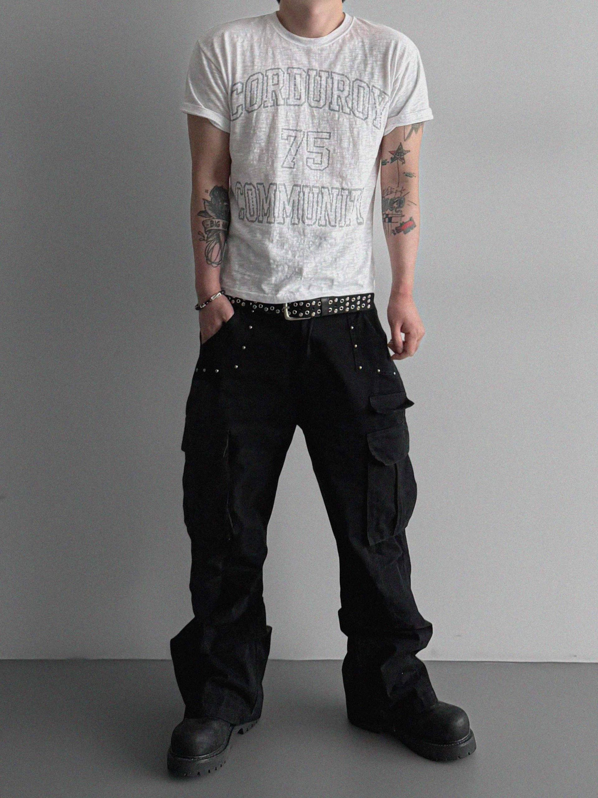 Dying stud cargo flared pants