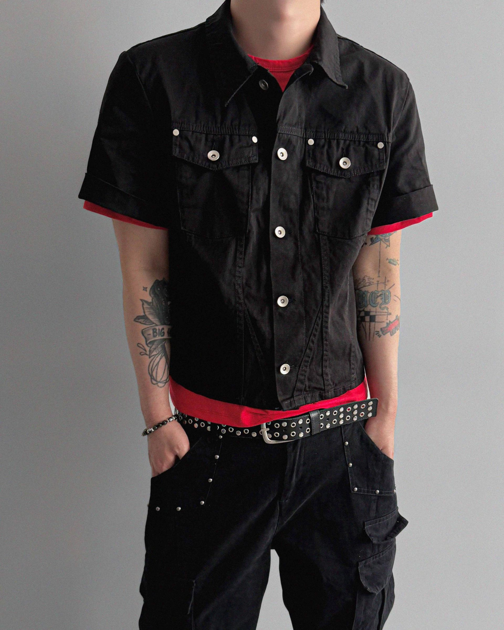 Slash denim half jacket