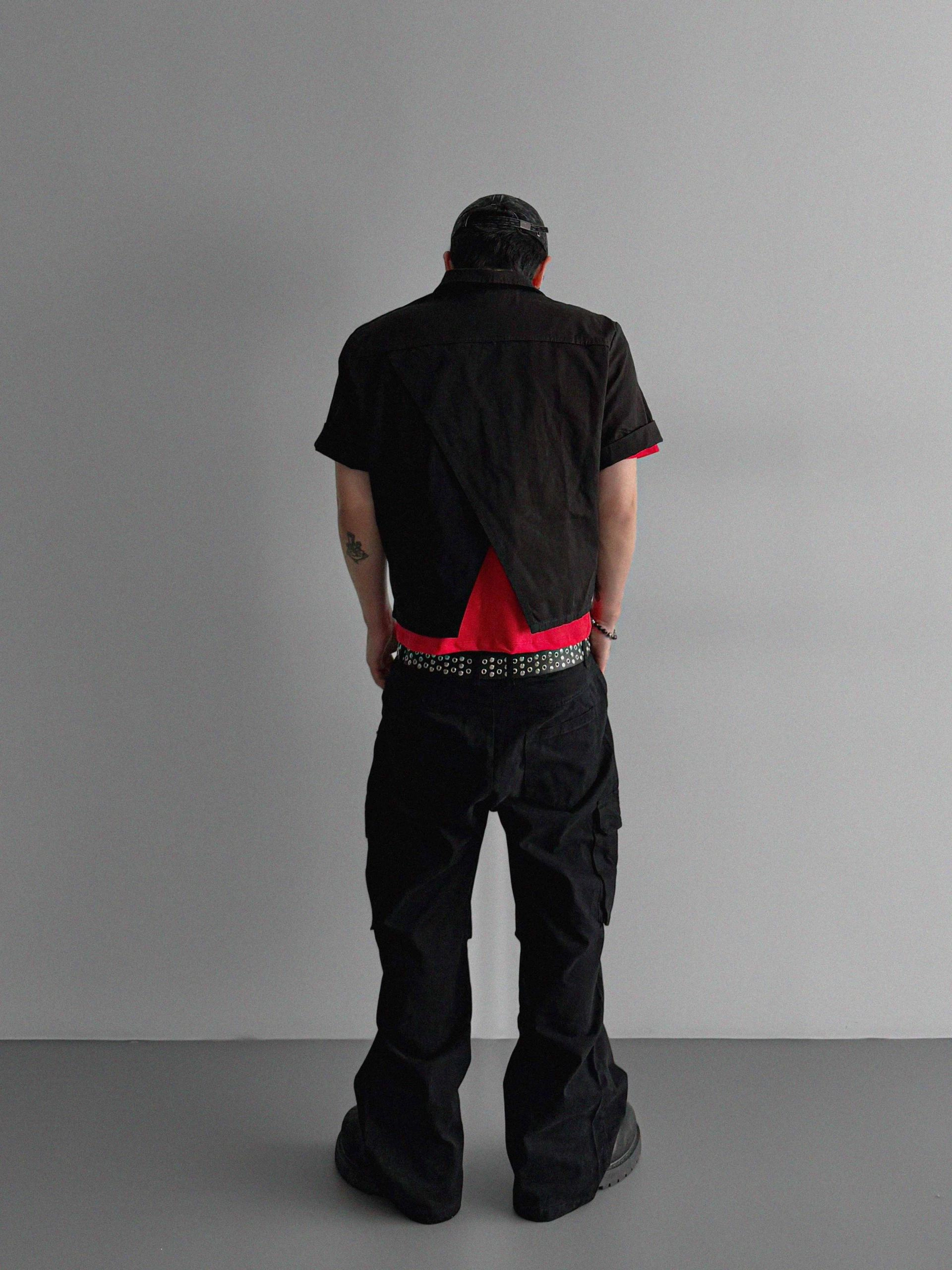 Dying stud cargo flared pants