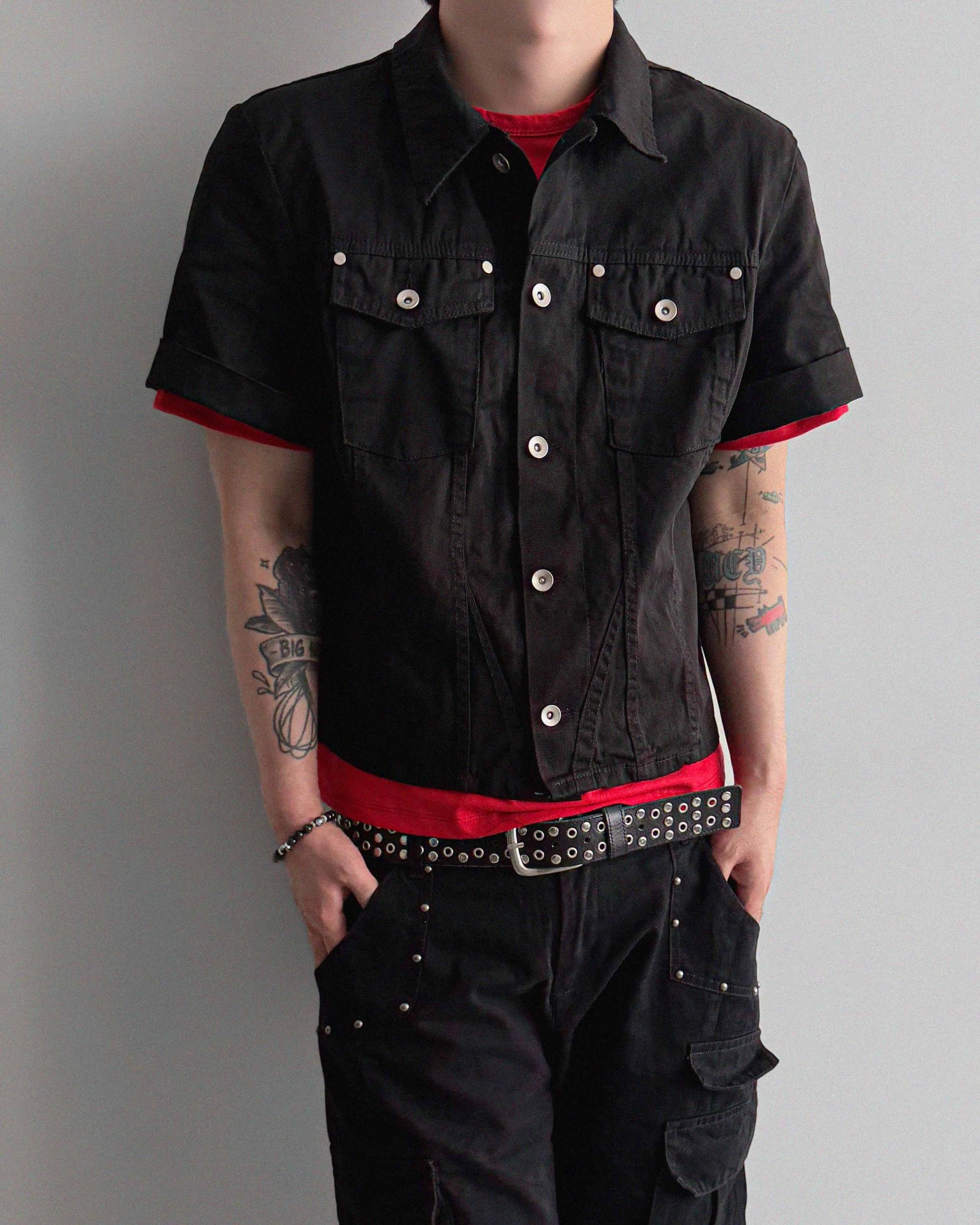 Slash denim half jacket