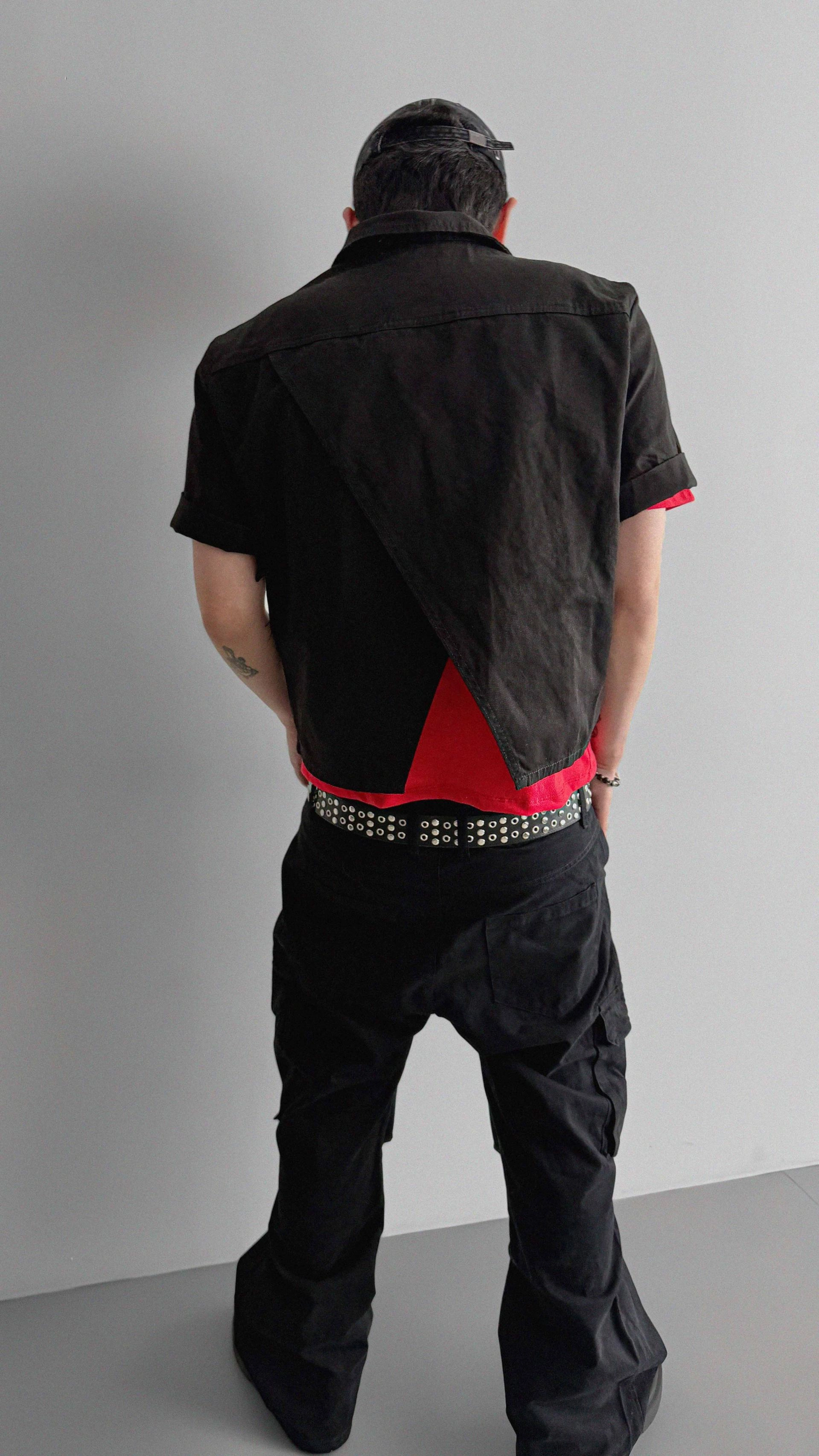 Dying stud cargo flared pants