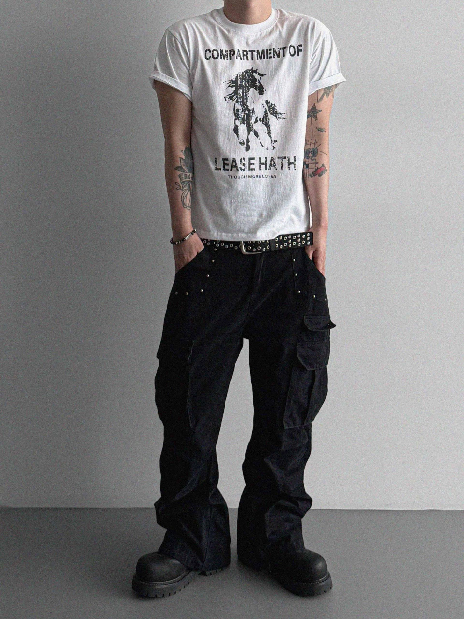 Dying stud cargo flared pants