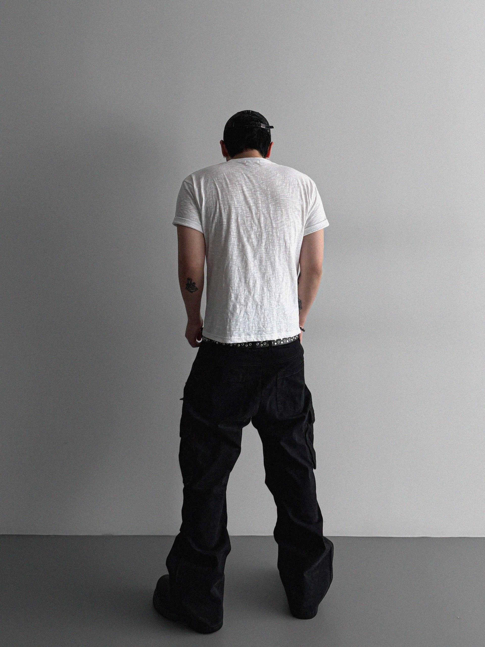 Dying stud cargo flared pants