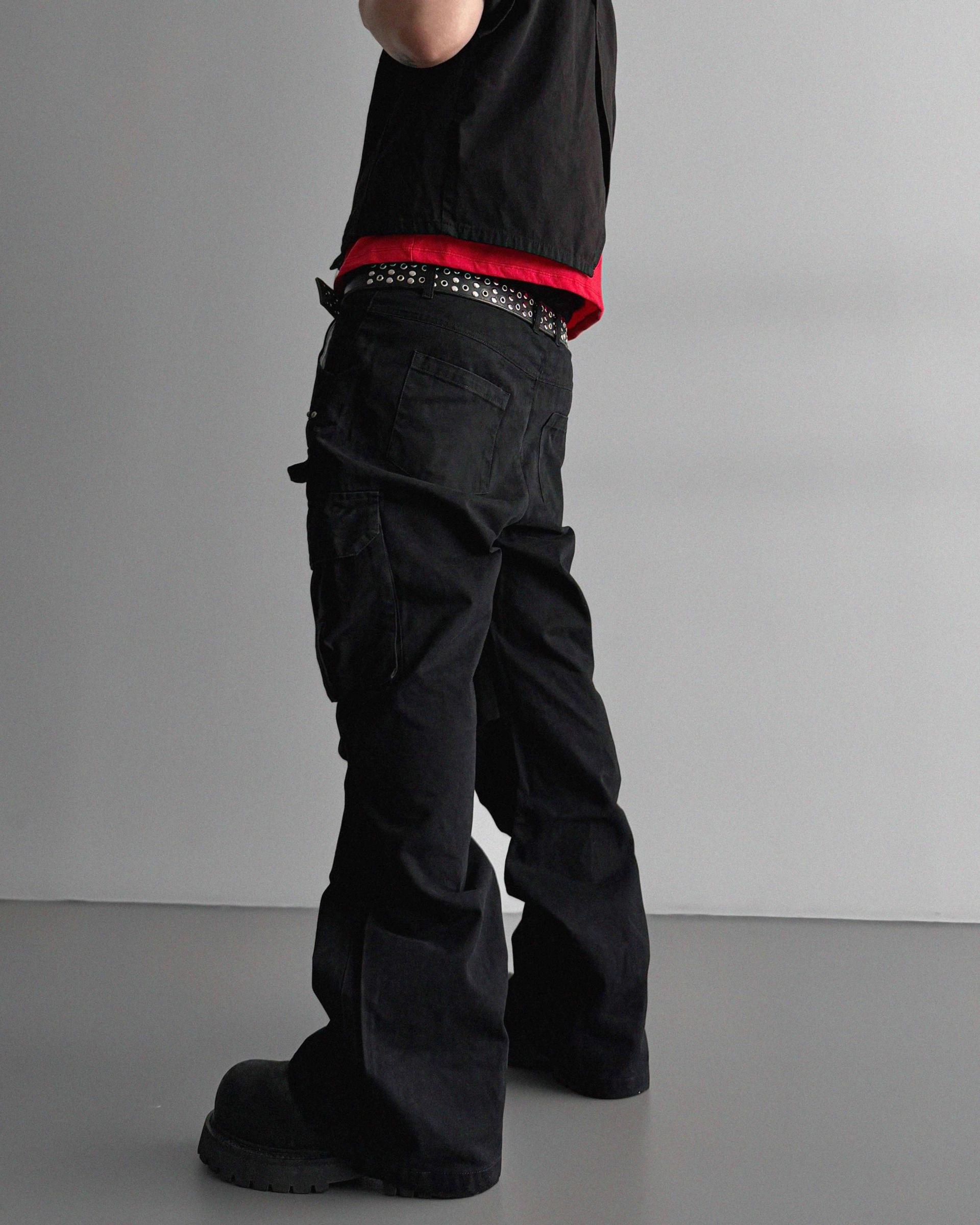 Dying stud cargo flared pants
