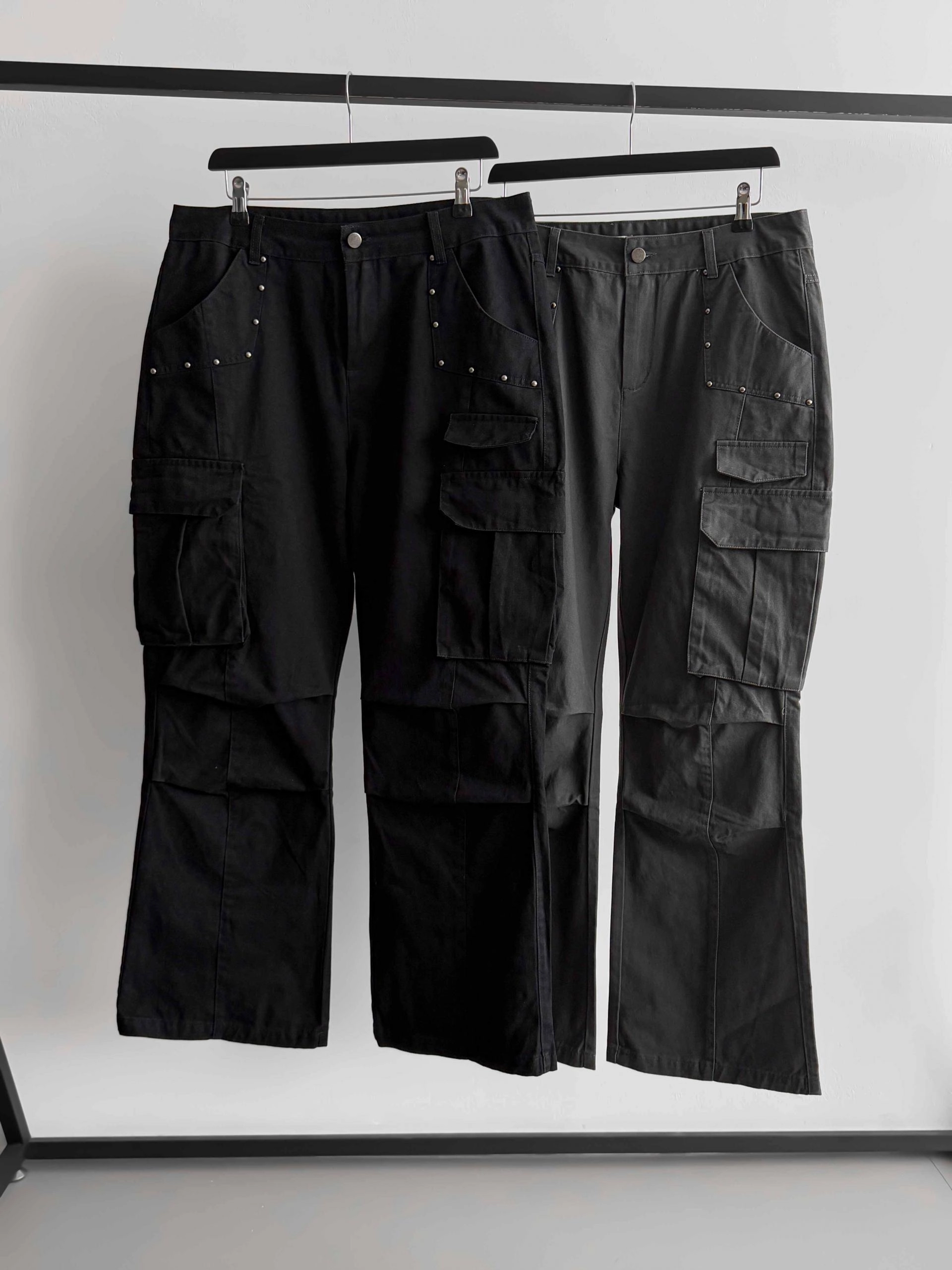 Dying stud cargo flared pants