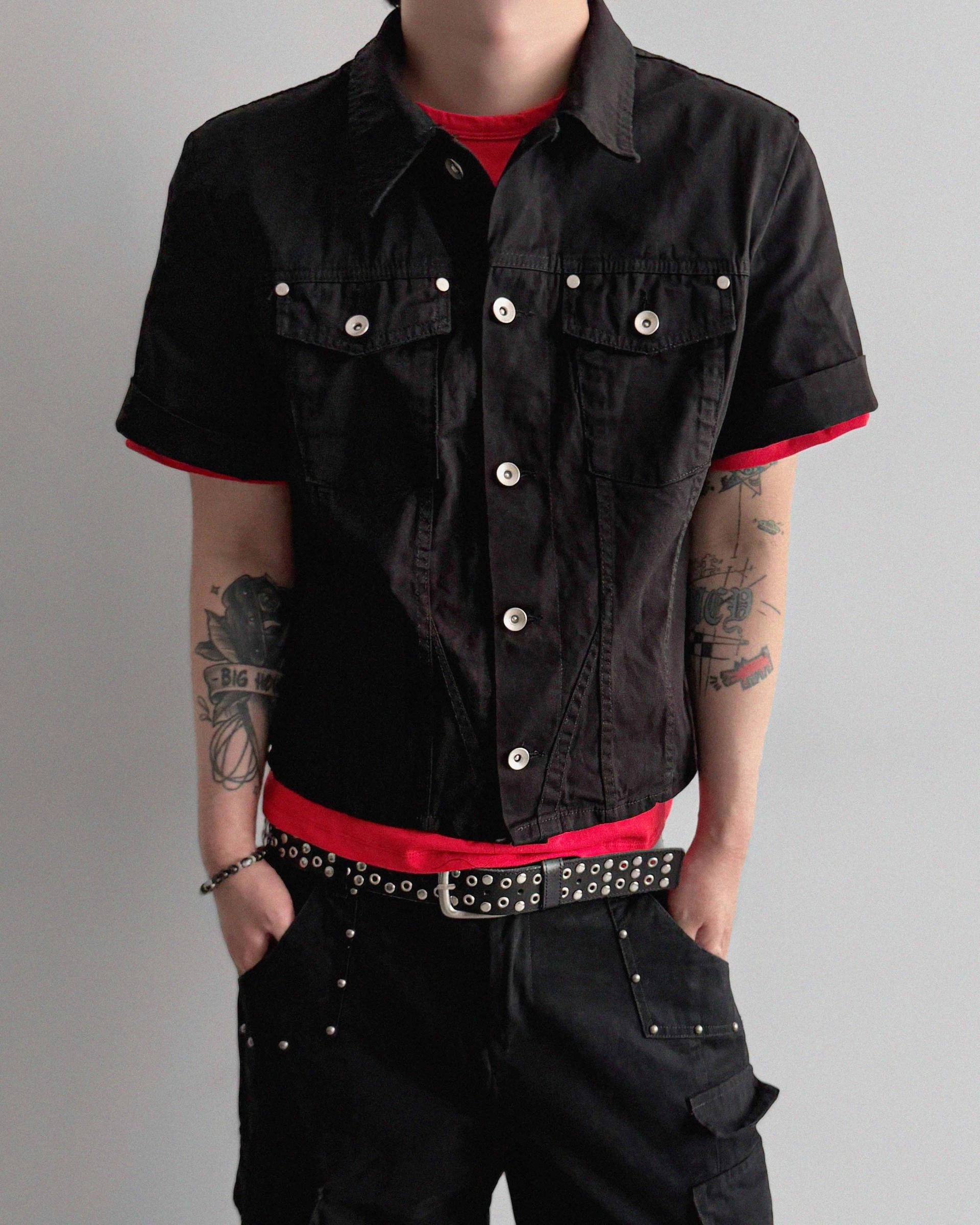 Slash denim half jacket
