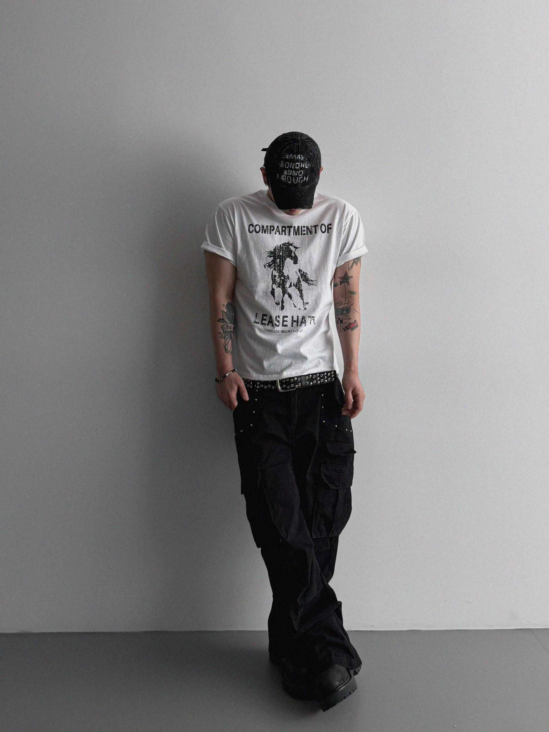 Dying stud cargo flared pants