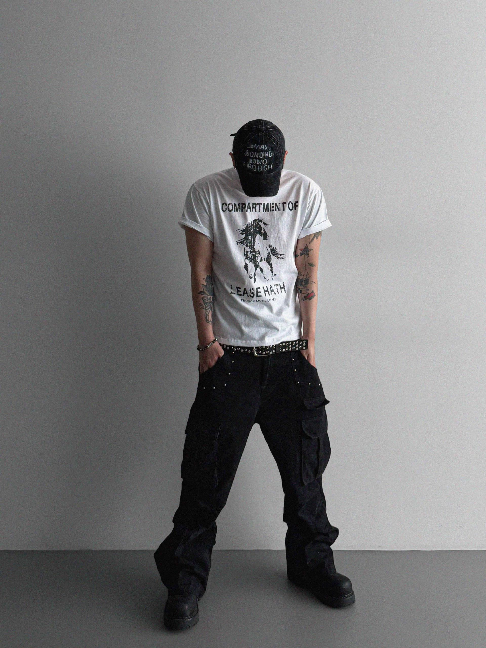 Dying stud cargo flared pants