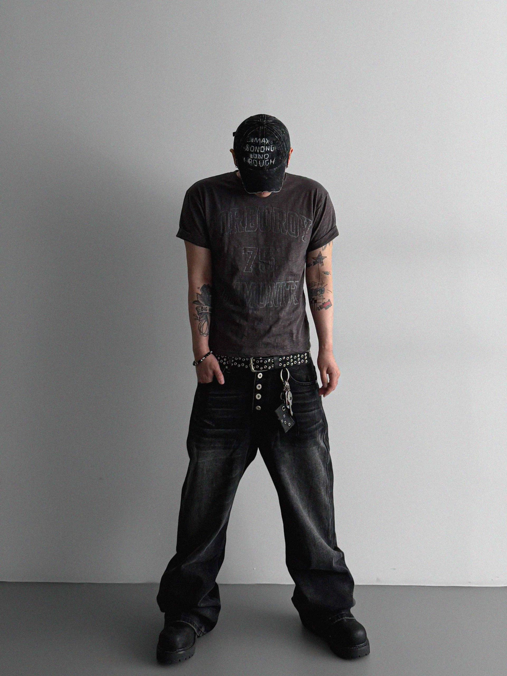 Button fly flare denim pants