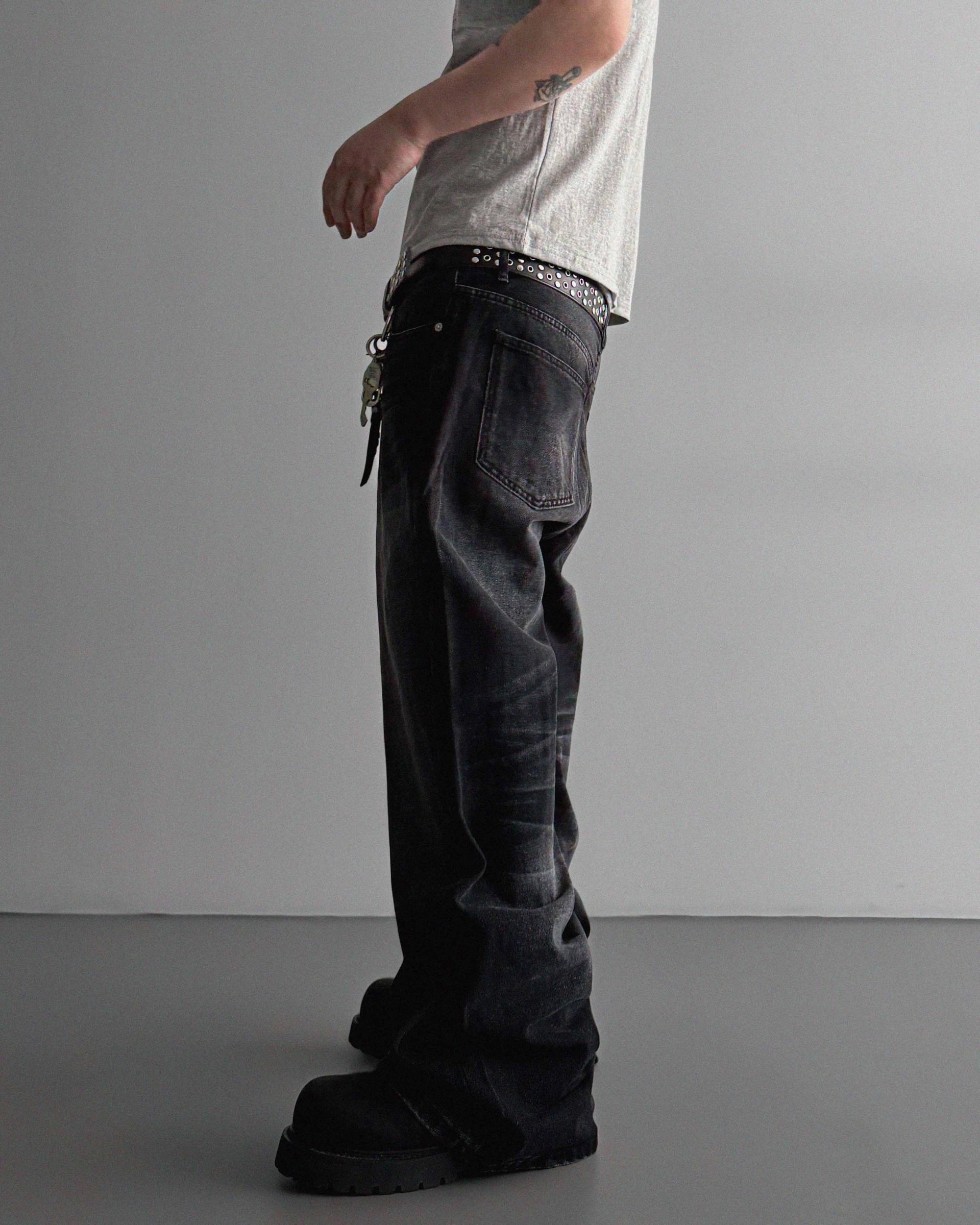 Button fly flare denim pants