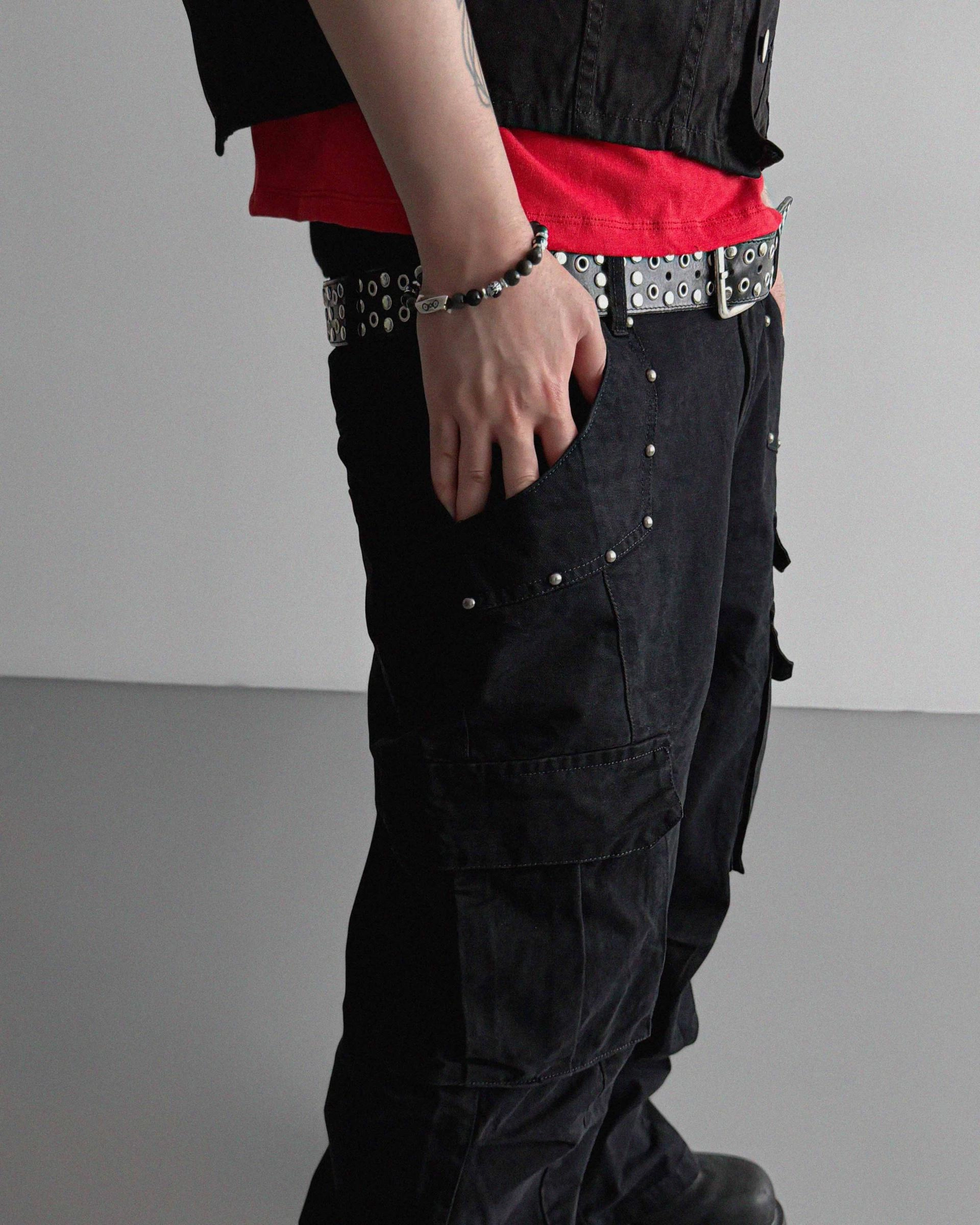 Dying stud cargo flared pants