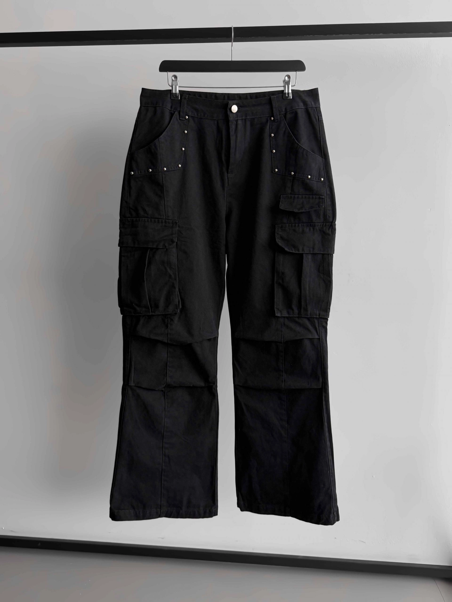 Dying stud cargo flared pants
