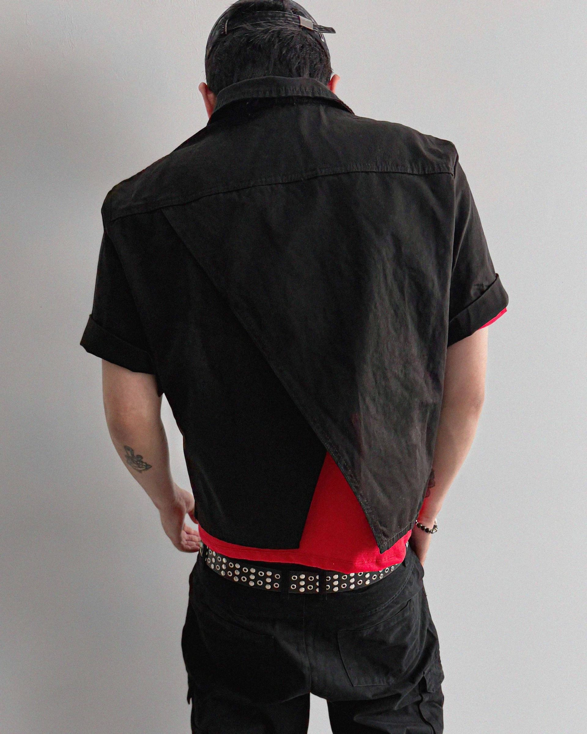 Slash denim half jacket