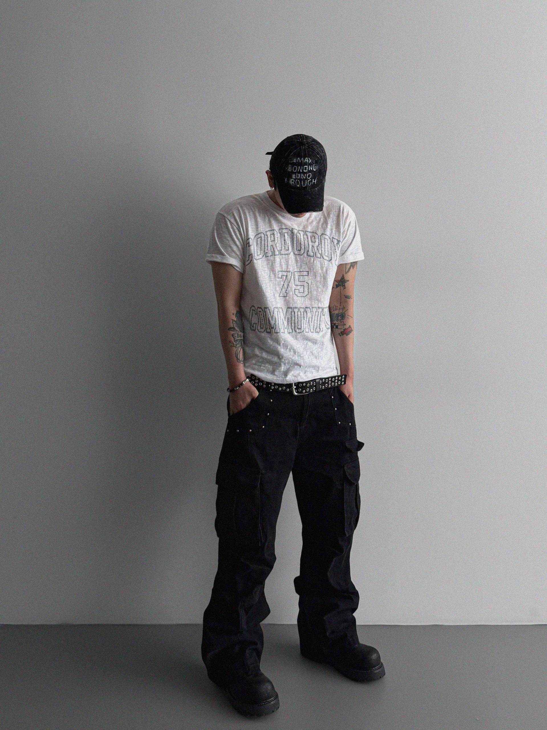 Dying stud cargo flared pants