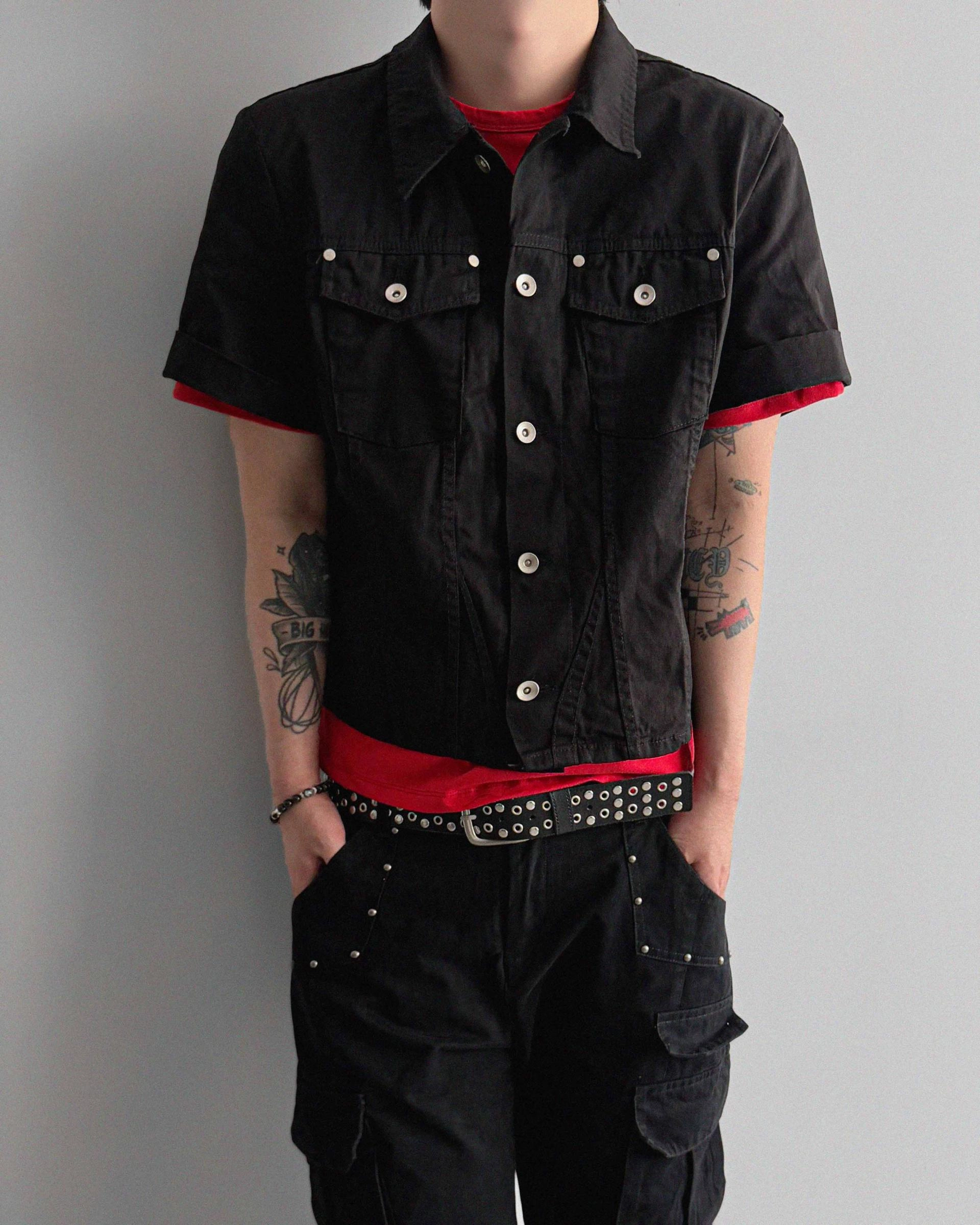 Slash denim half jacket