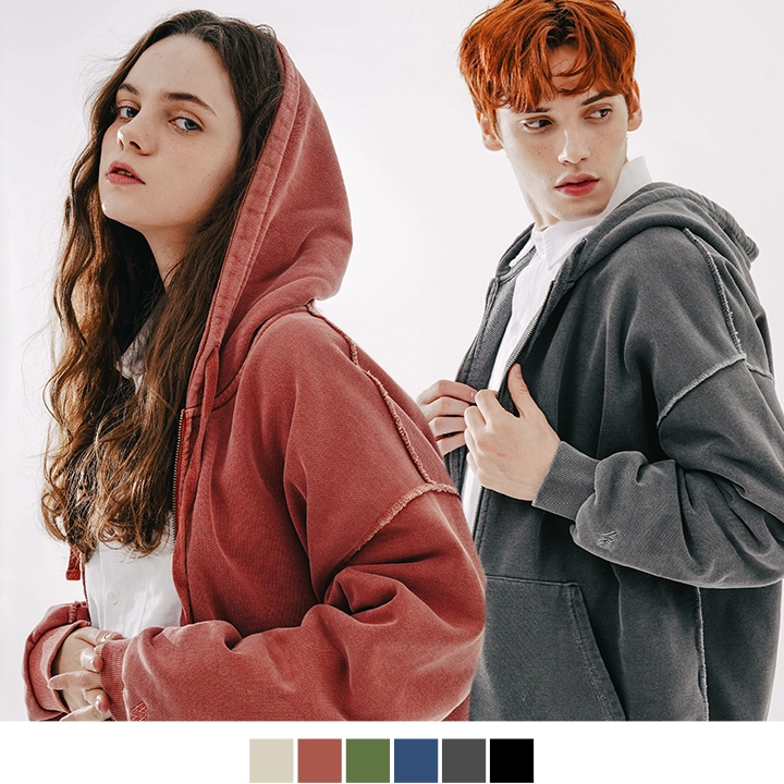 WV PROJECT] DUST PIGMENT HOOD ZIP UP (6 COLOR) : チンチャ