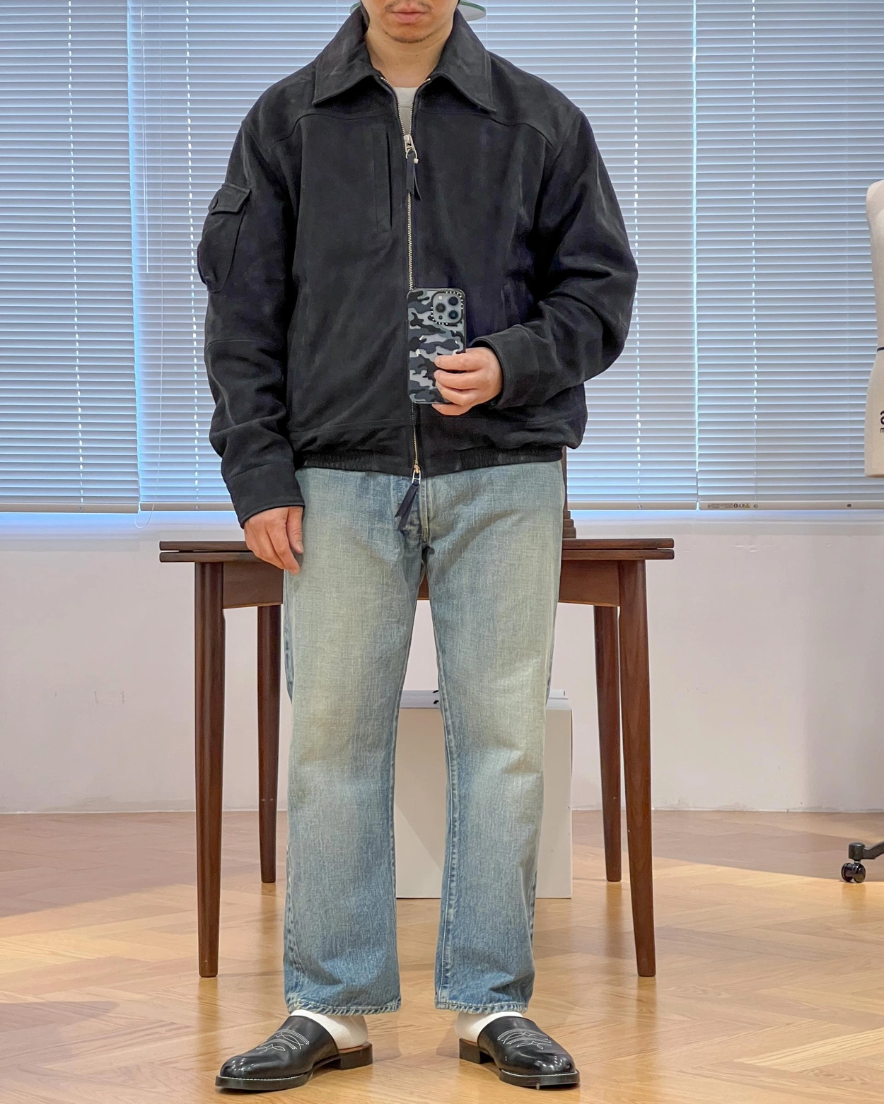 CCU [씨씨유] - Swing Top Jacket (Cow Nubuck) - Navy : W2KEND SHOP