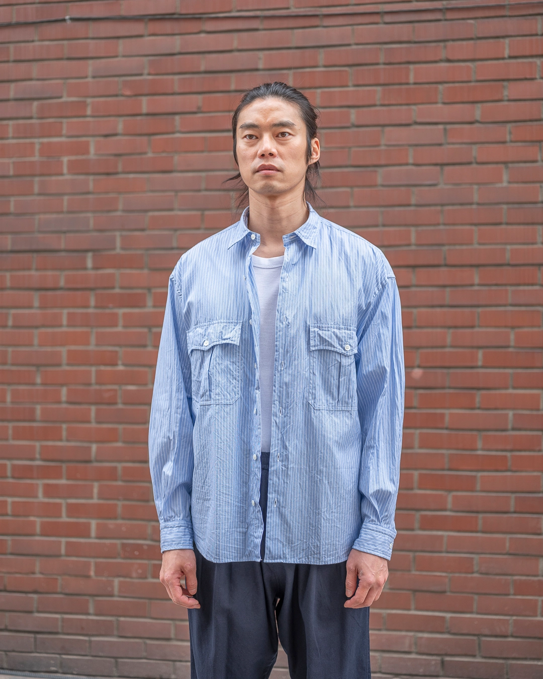 Porter Classic [포터 클래식] - Roll Up Stripe shirt - White
