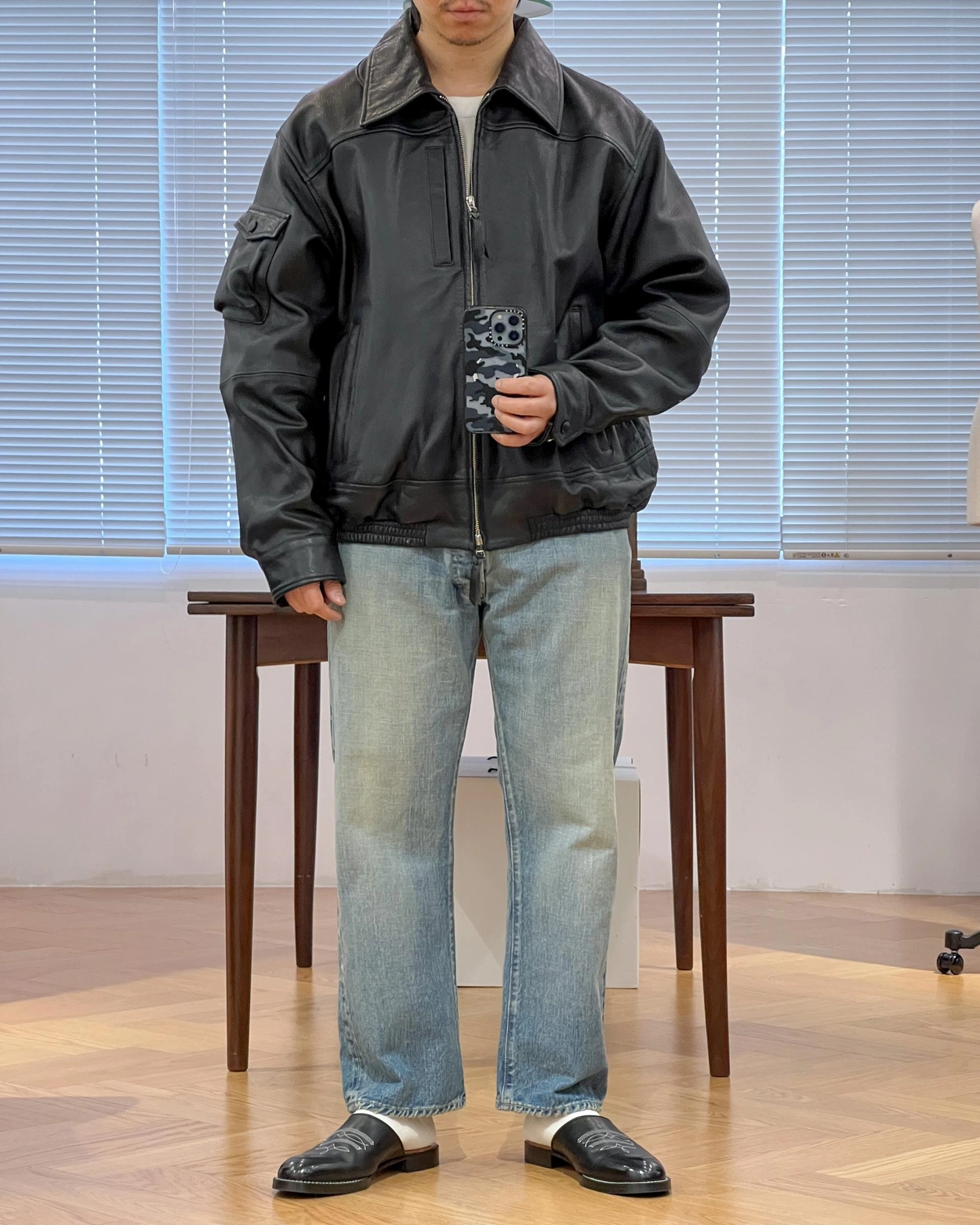 CCU [씨씨유] - Swing Top Jacket (Goat Skin) - Black : W2KEND SHOP