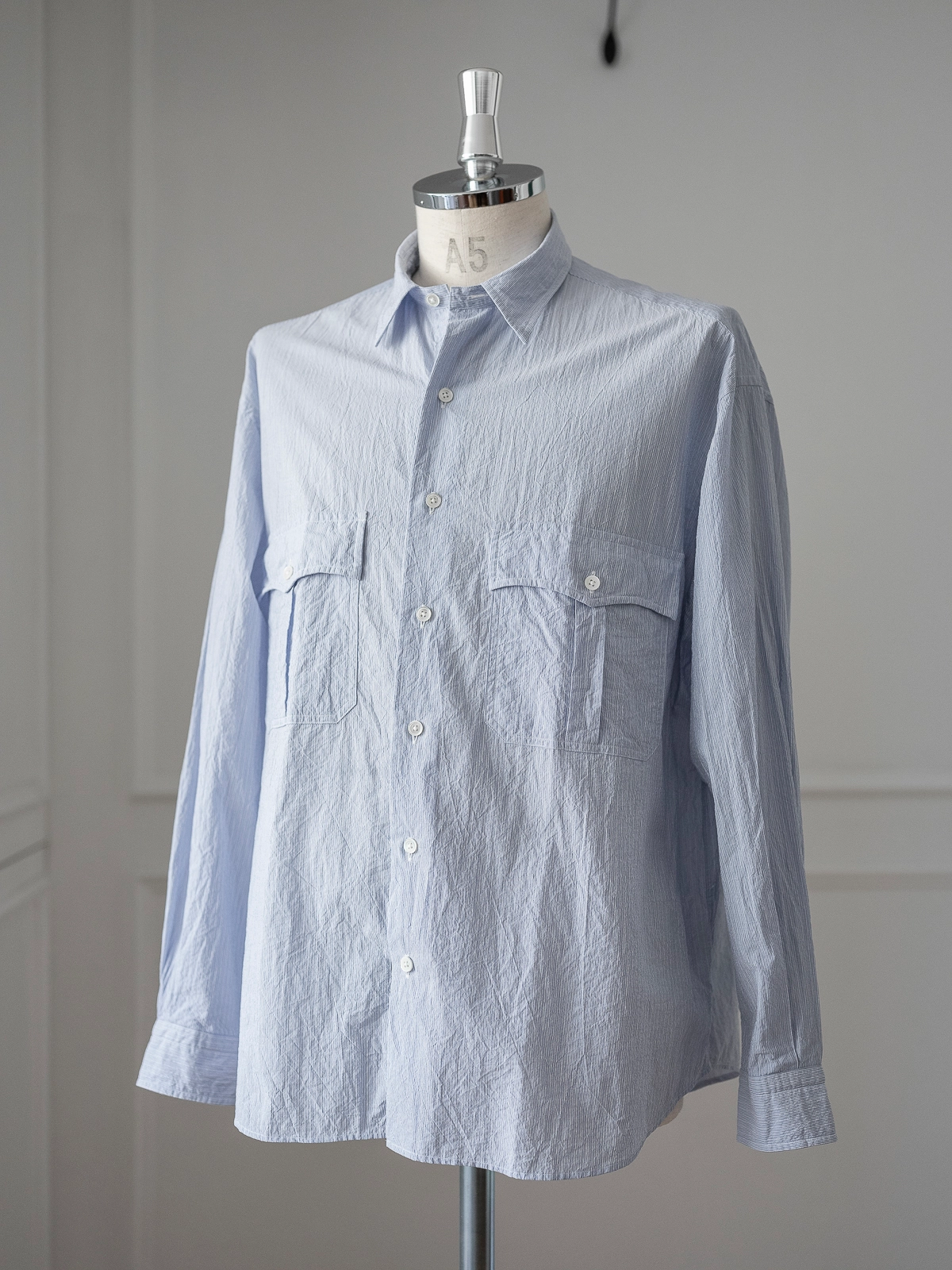 Porter Classic [포터 클래식] - Roll Up Stripe Shirt - Blue