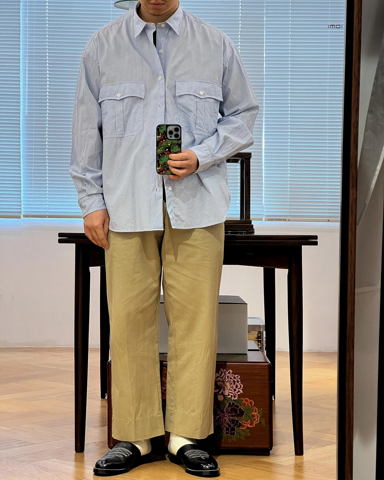 Porter Classic [포터 클래식] - Roll Up Stripe Shirt - Blue