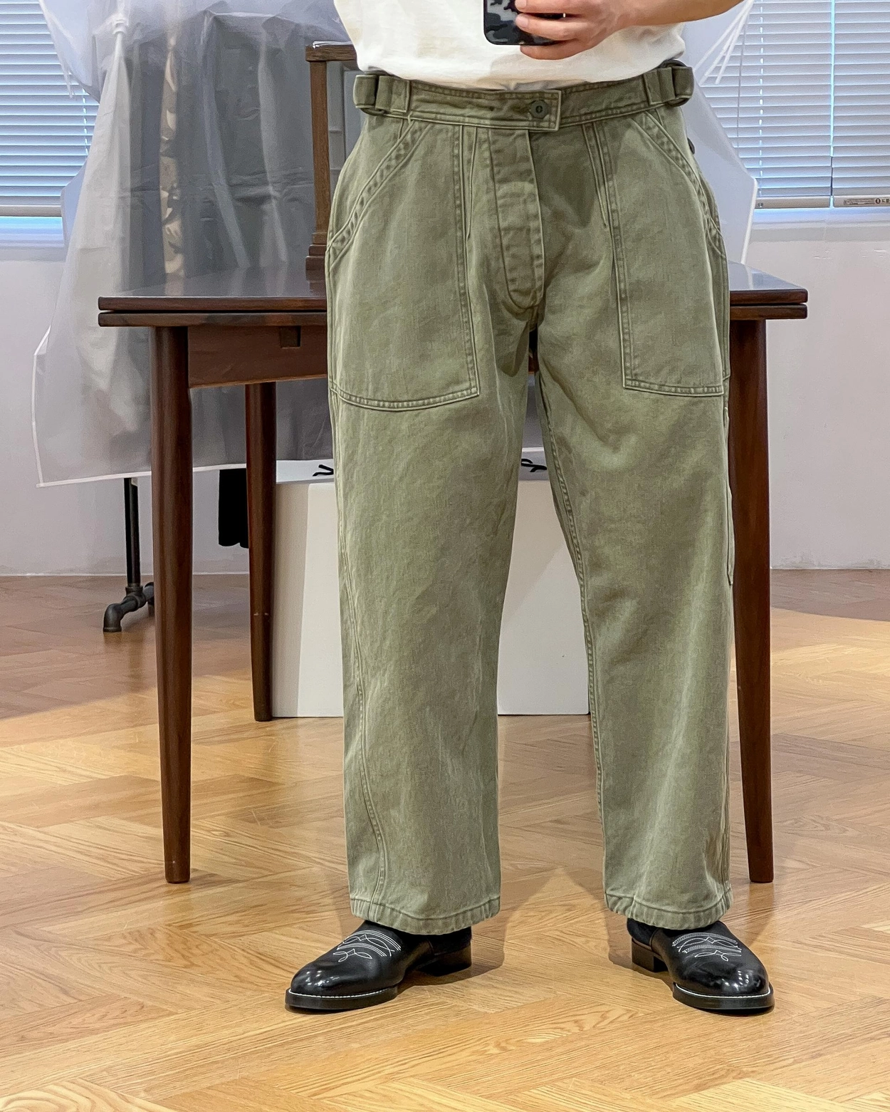 60's French Air Force Military ワークパンツ フランス軍 Air Force ワークパンツ コットンツイル グリーン