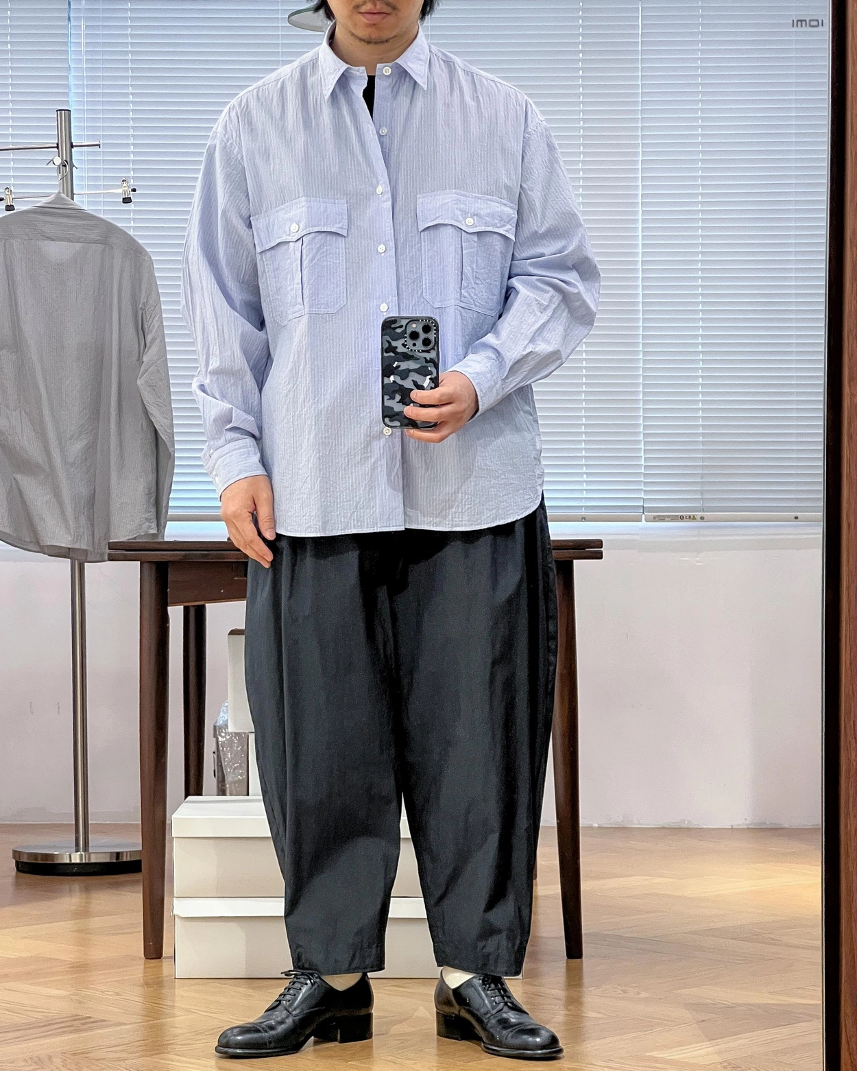 Porter Classic [포터 클래식] - Roll Up Stripe Shirt - Blue