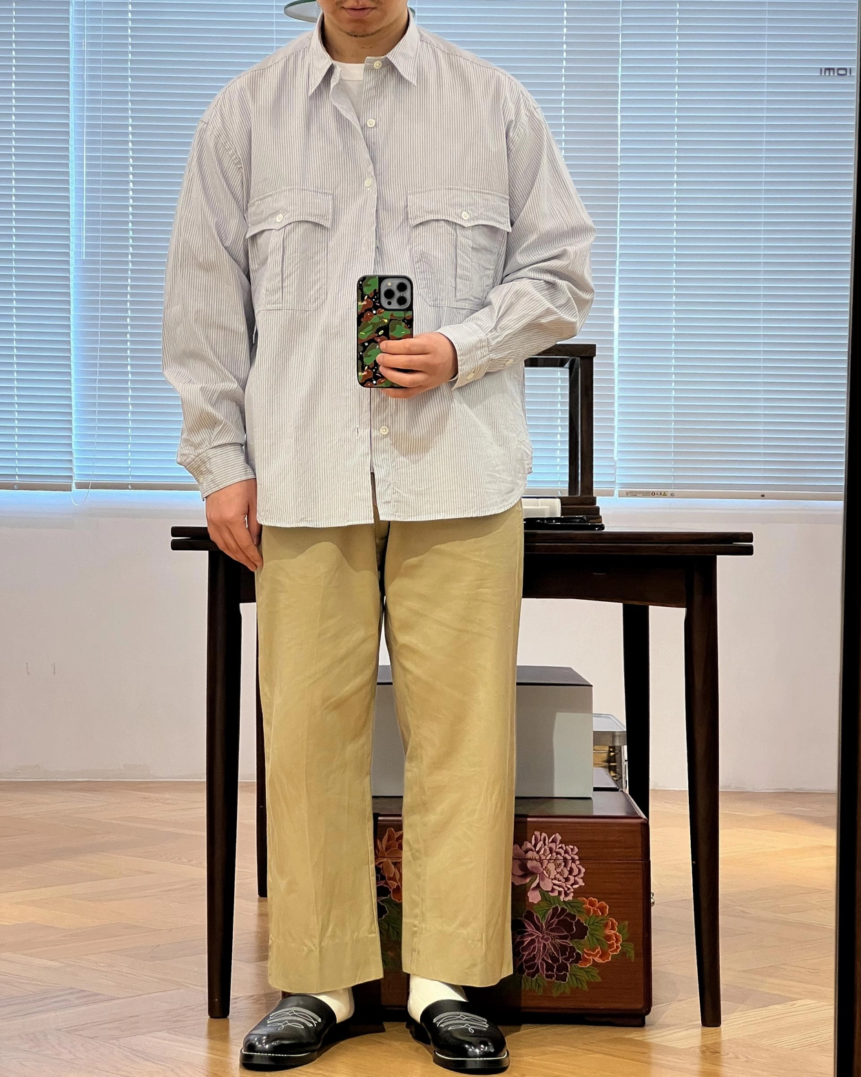 Porter Classic [포터 클래식] - Roll Up Stripe Shirt - Gray