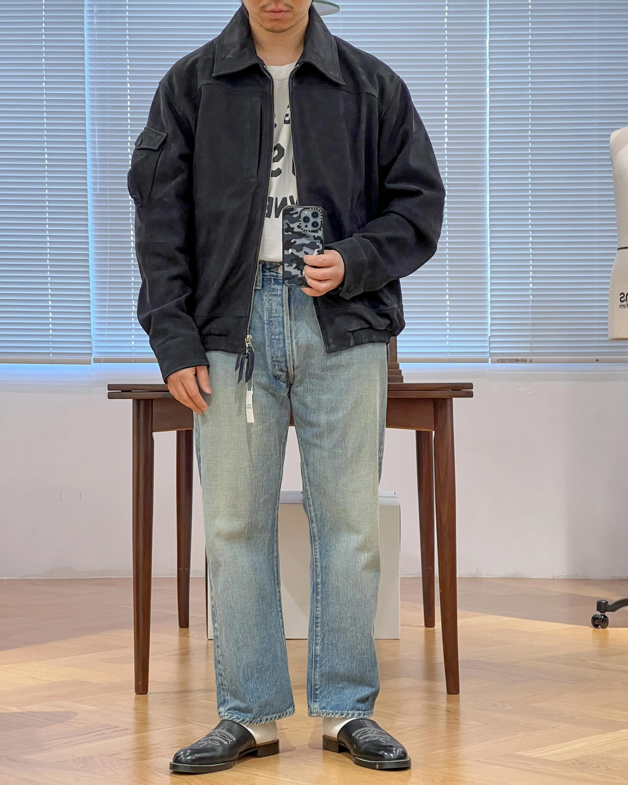 CCU [씨씨유] - Swing Top Jacket (Cow Nubuck) - Navy : W2KEND SHOP