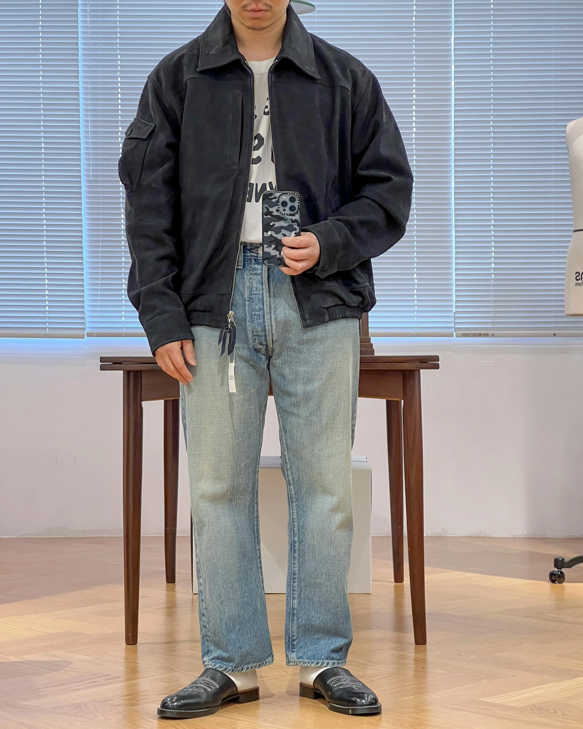 CCU [씨씨유] - Swing Top Jacket (Cow Nubuck) - Navy : W2KEND SHOP 