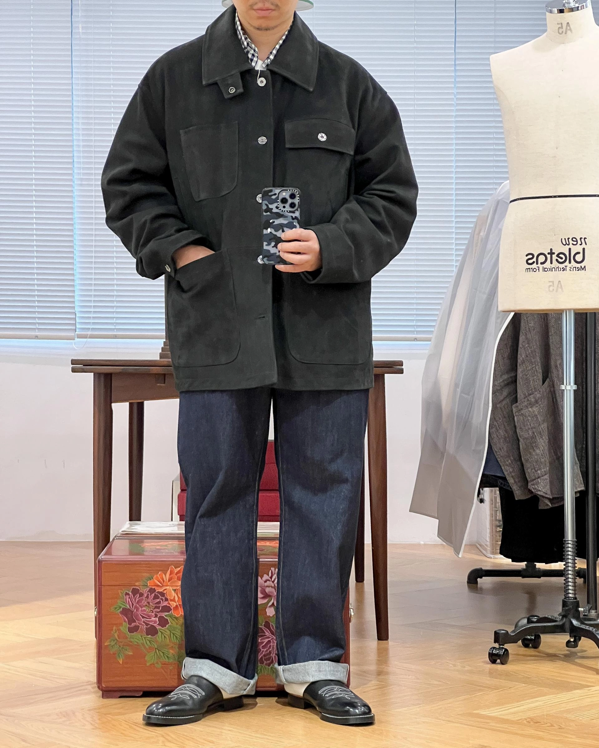 CCU [씨씨유] - Chore Jacket (Cow Nubuck) - Black : W2KEND SHOP 