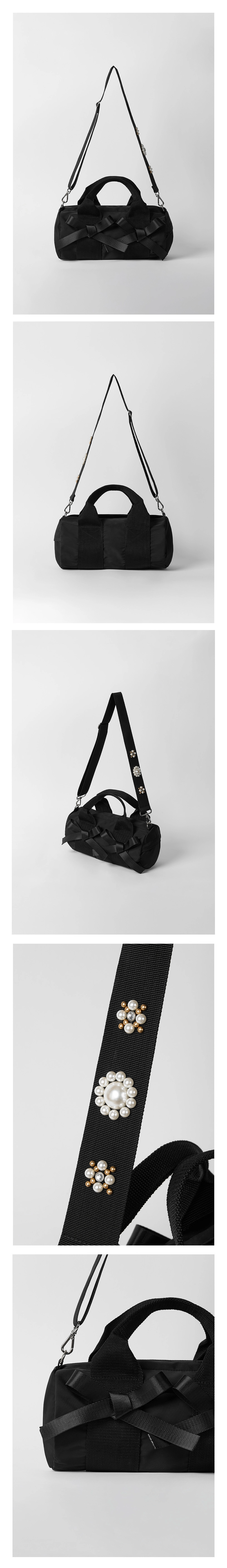 韓国商品/HOKUSPOKUS Pearl Stud Ribbon Bag Pearl Stud Ribbon Bag_Black : HOKUSPOKUS (호쿠스포쿠스)
