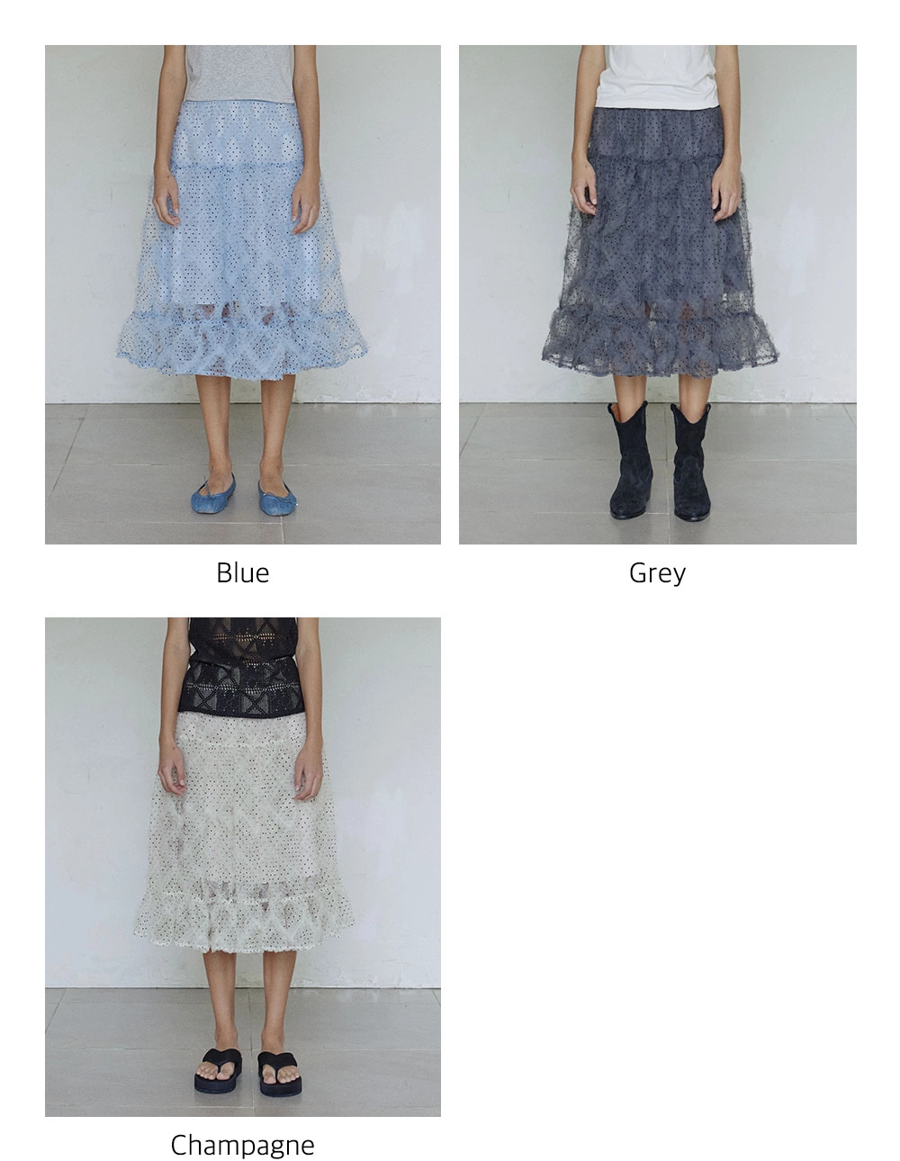 HOKUSPOKUS ■ Polka dot frill skirt MUSINSA | HOKUSPOKUS Polka dot frill skirt / Blue